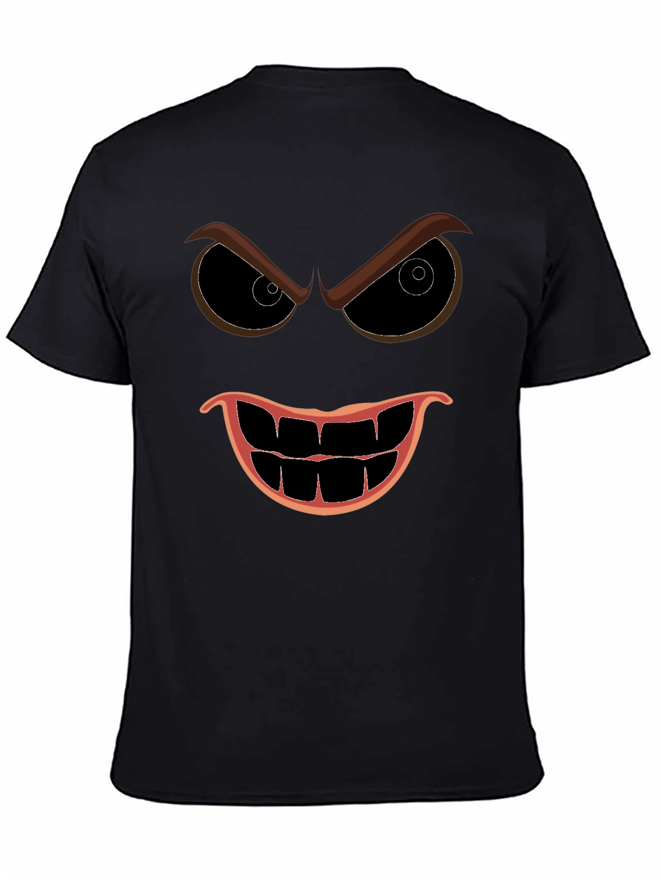Mens Black Evil Face Graphic T-Shirt