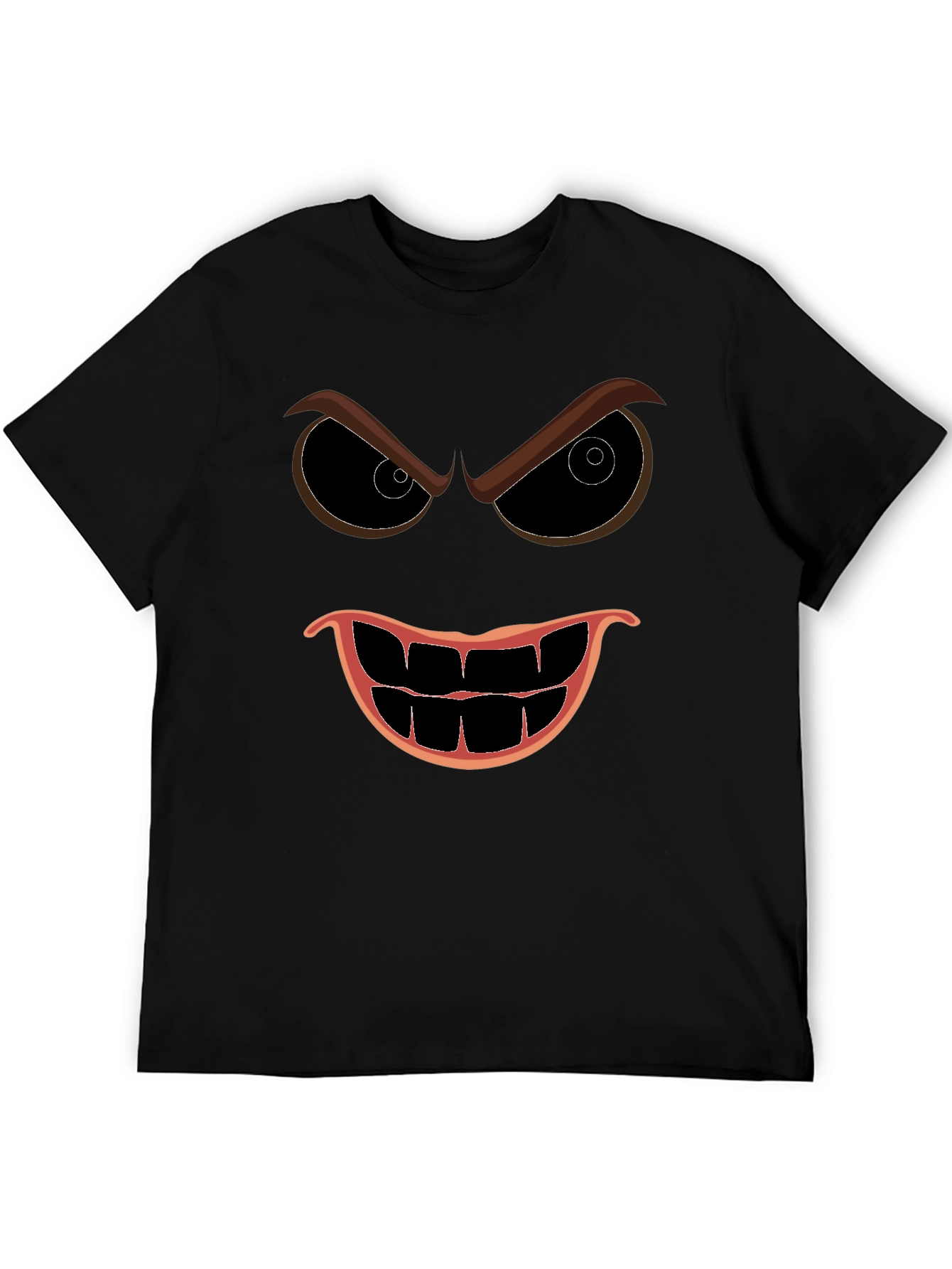 Mens Black Evil Face Graphic T-Shirt