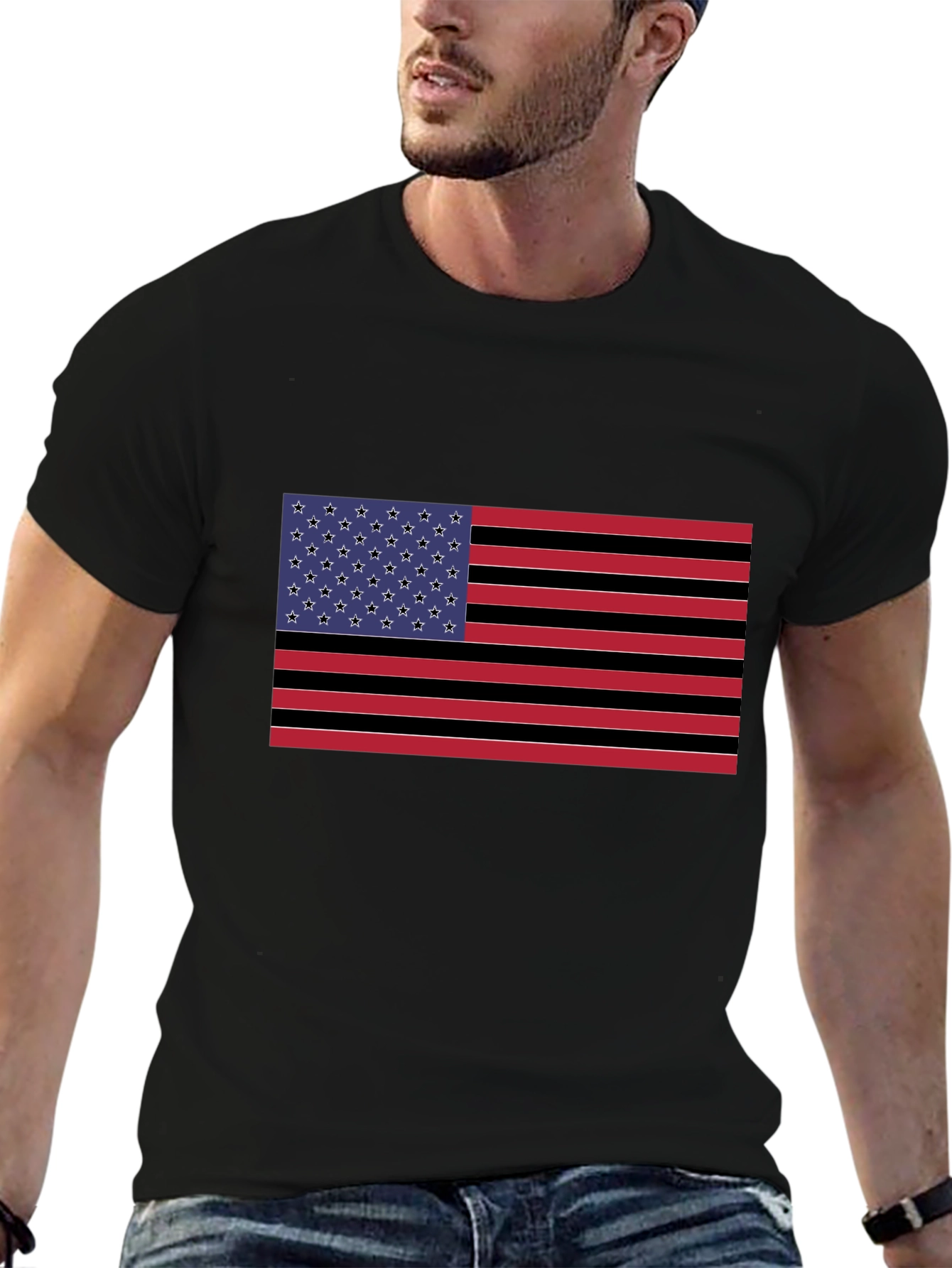 American Flag Graphic Black T-Shirt