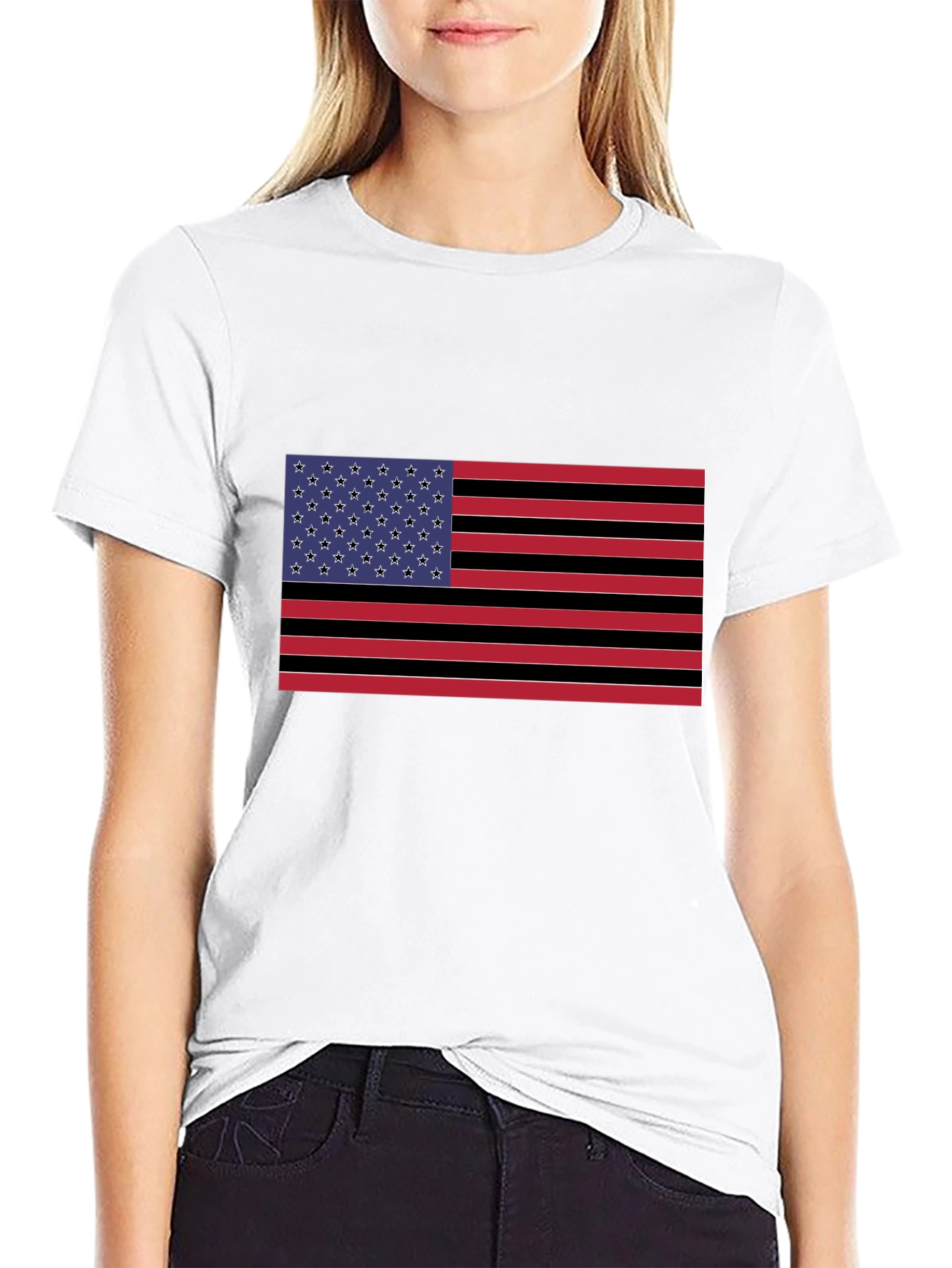 American Flag Graphic Black T-Shirt