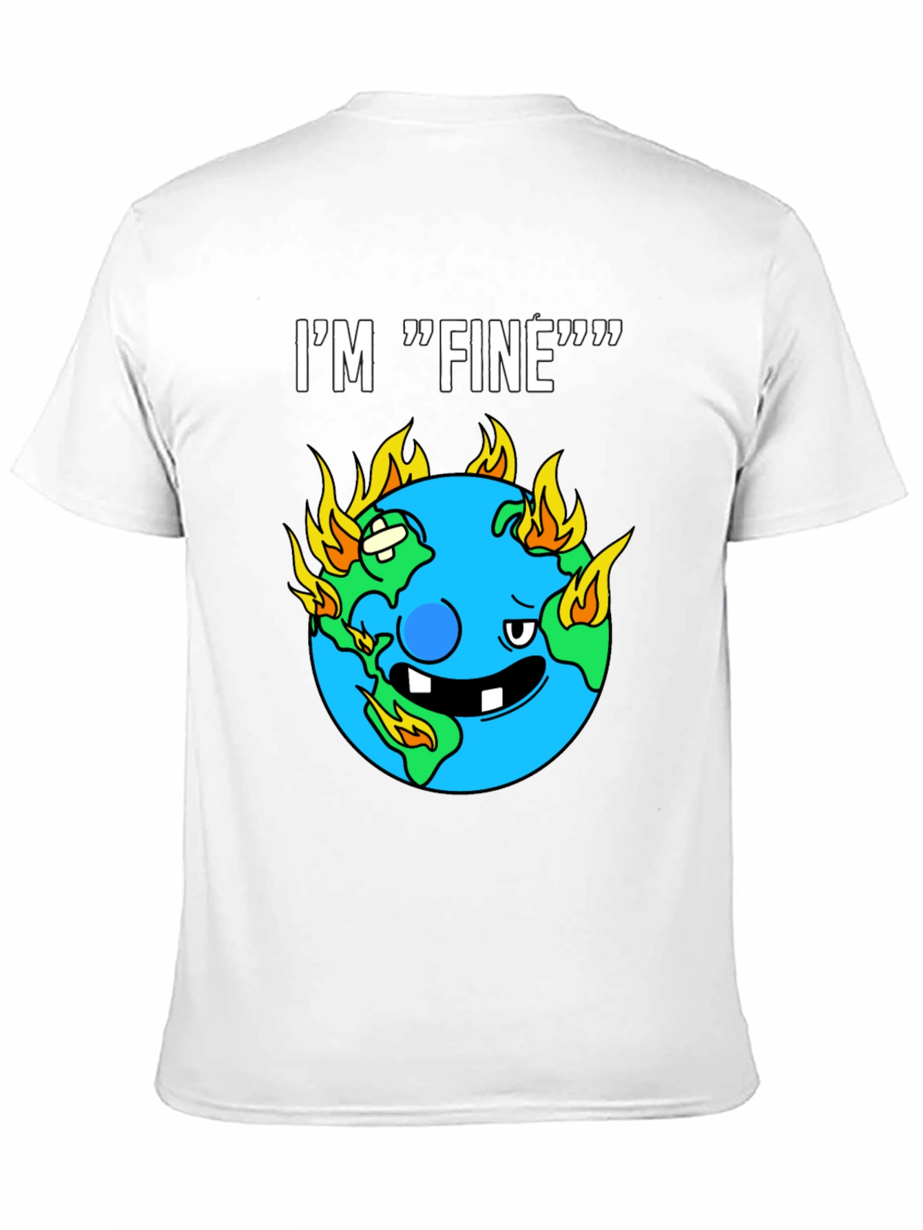 Im Fine Funny Earth On Fire Graphic Black T-Shirt