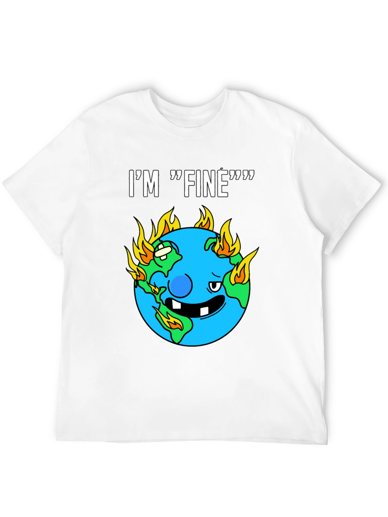 Im Fine Funny Earth On Fire Graphic Black T-Shirt