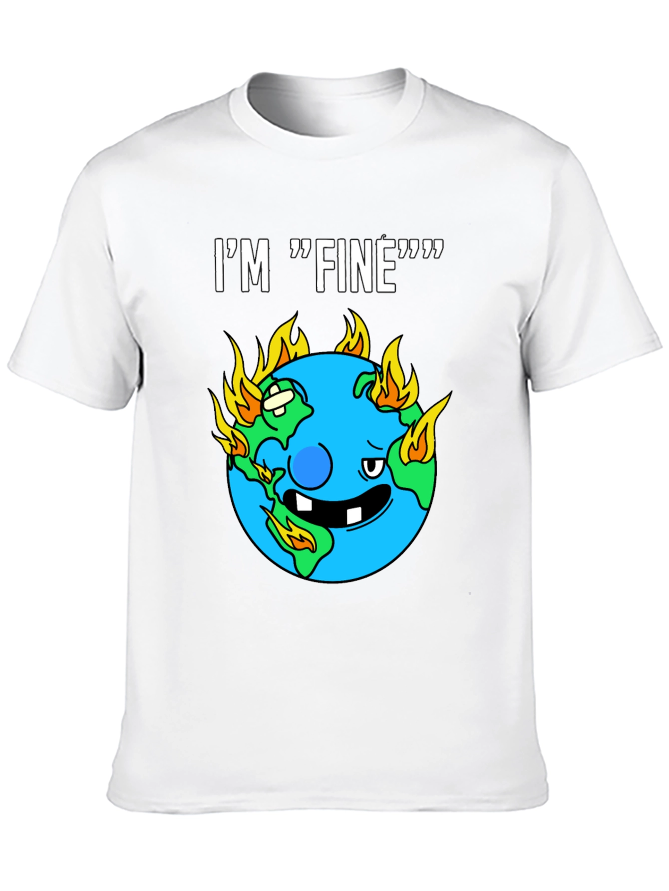 Im Fine Funny Earth On Fire Graphic Black T-Shirt
