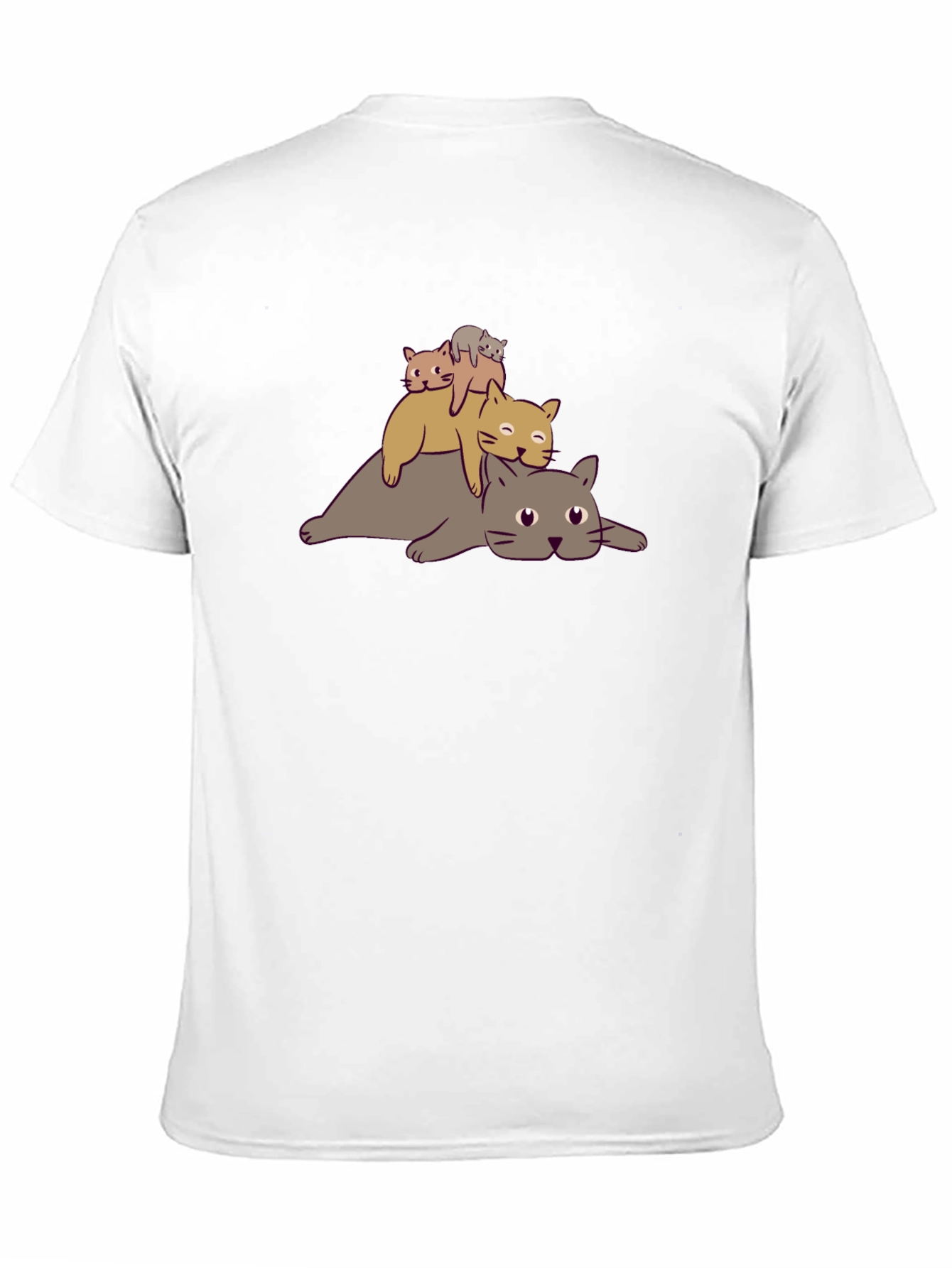 Stacked Cats Graphic Tee - Black Cotton T-Shirt