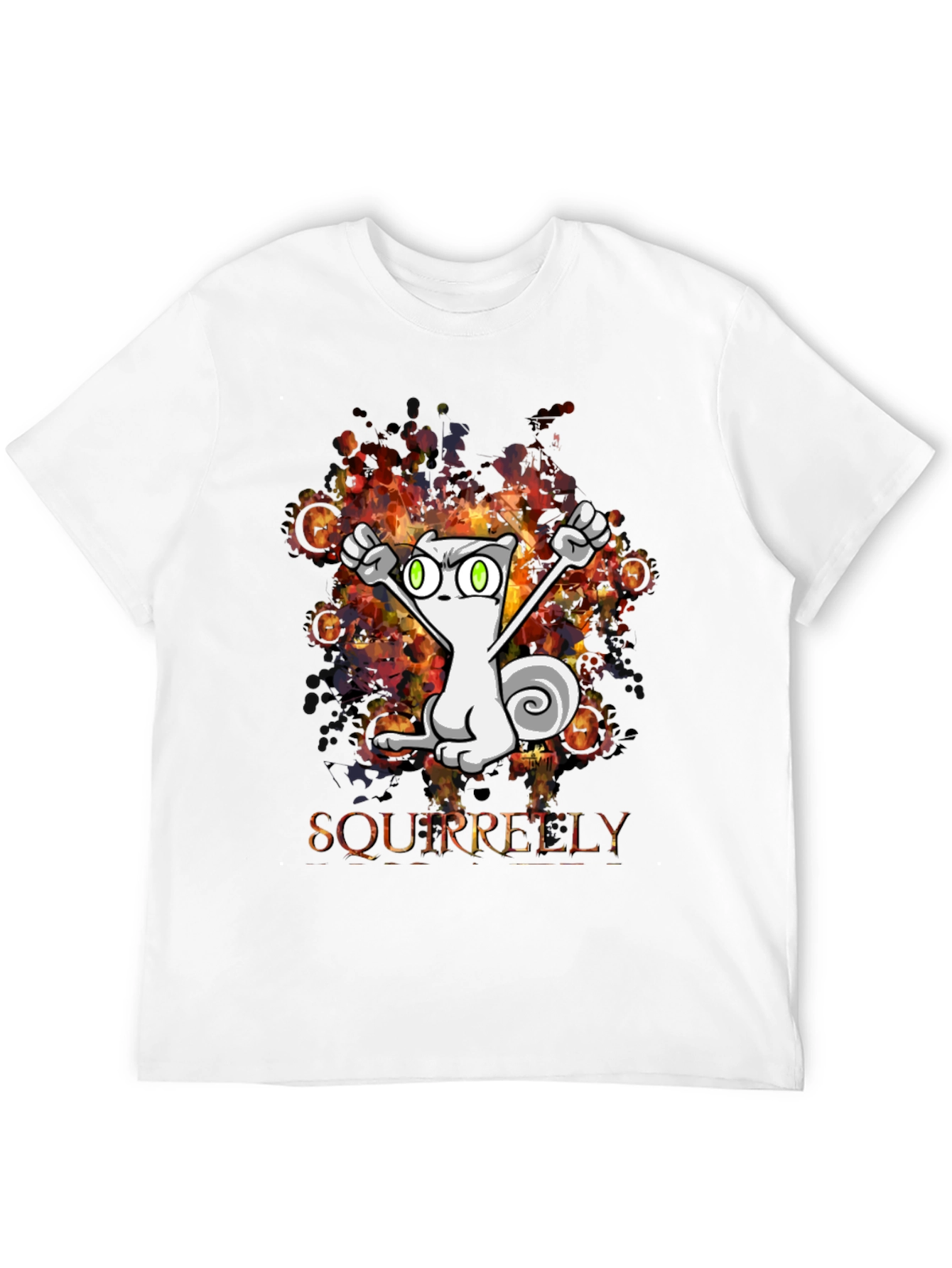Squirrelly Cartoon Graphic Black T-Shirt