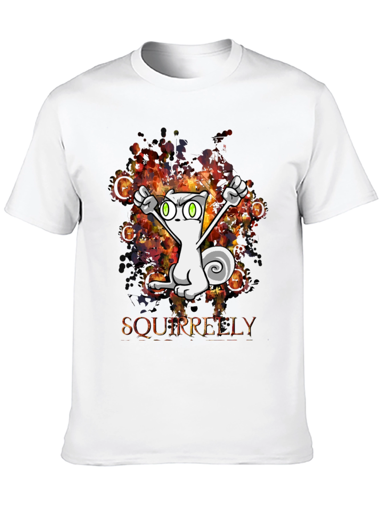 Squirrelly Cartoon Graphic Black T-Shirt
