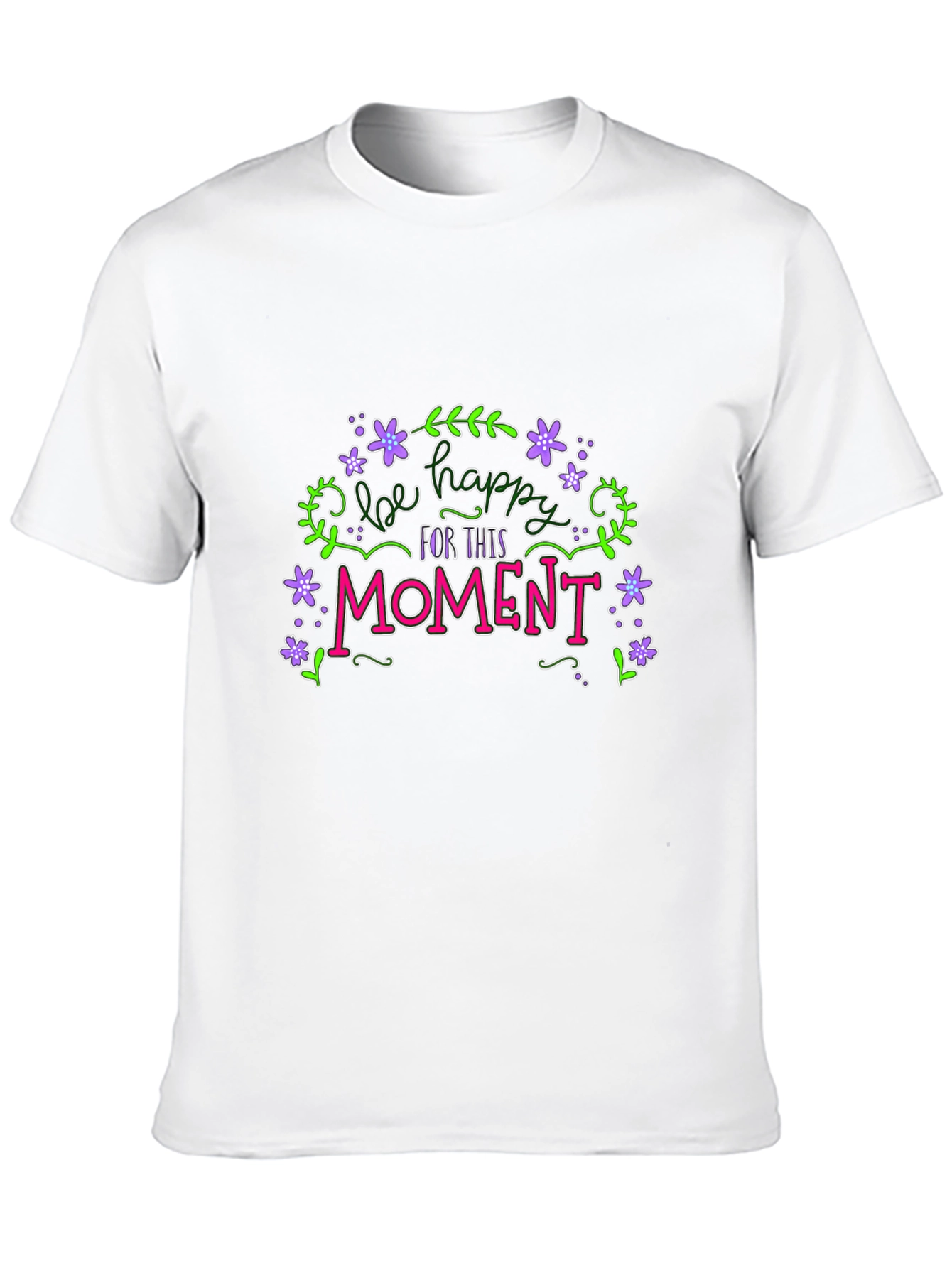 Be Happy T-Shirt - Floral Graphic Tee