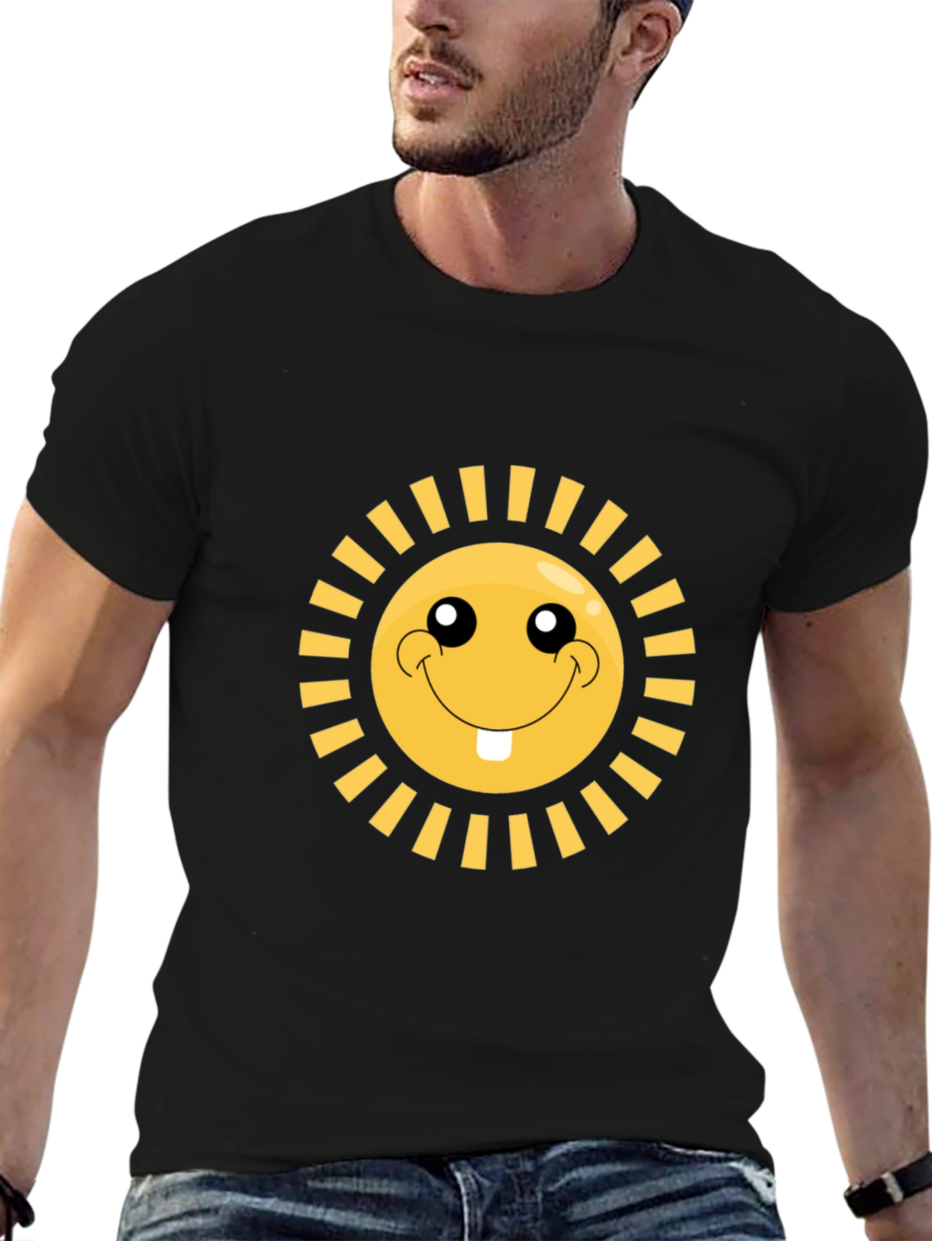 Sunshine Smiley Face Black T-Shirt