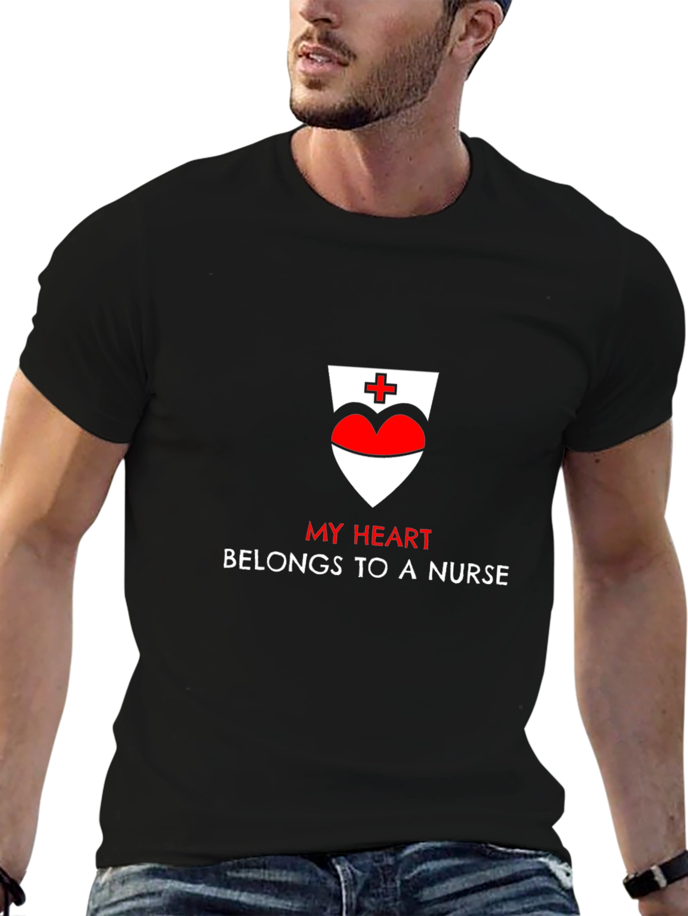 My Heart Belongs To A Nurse T-Shirt - Black