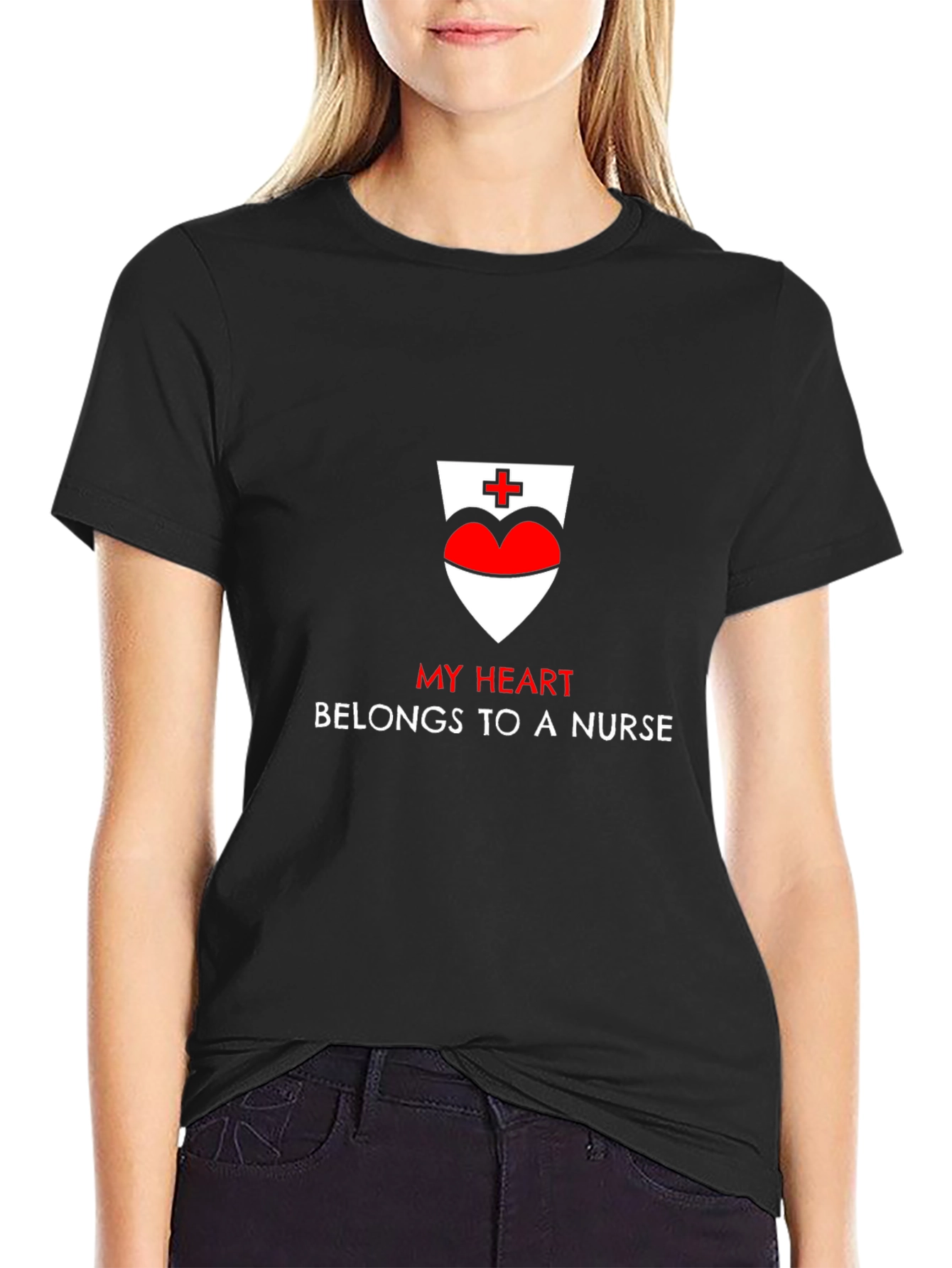 My Heart Belongs To A Nurse T-Shirt - Black