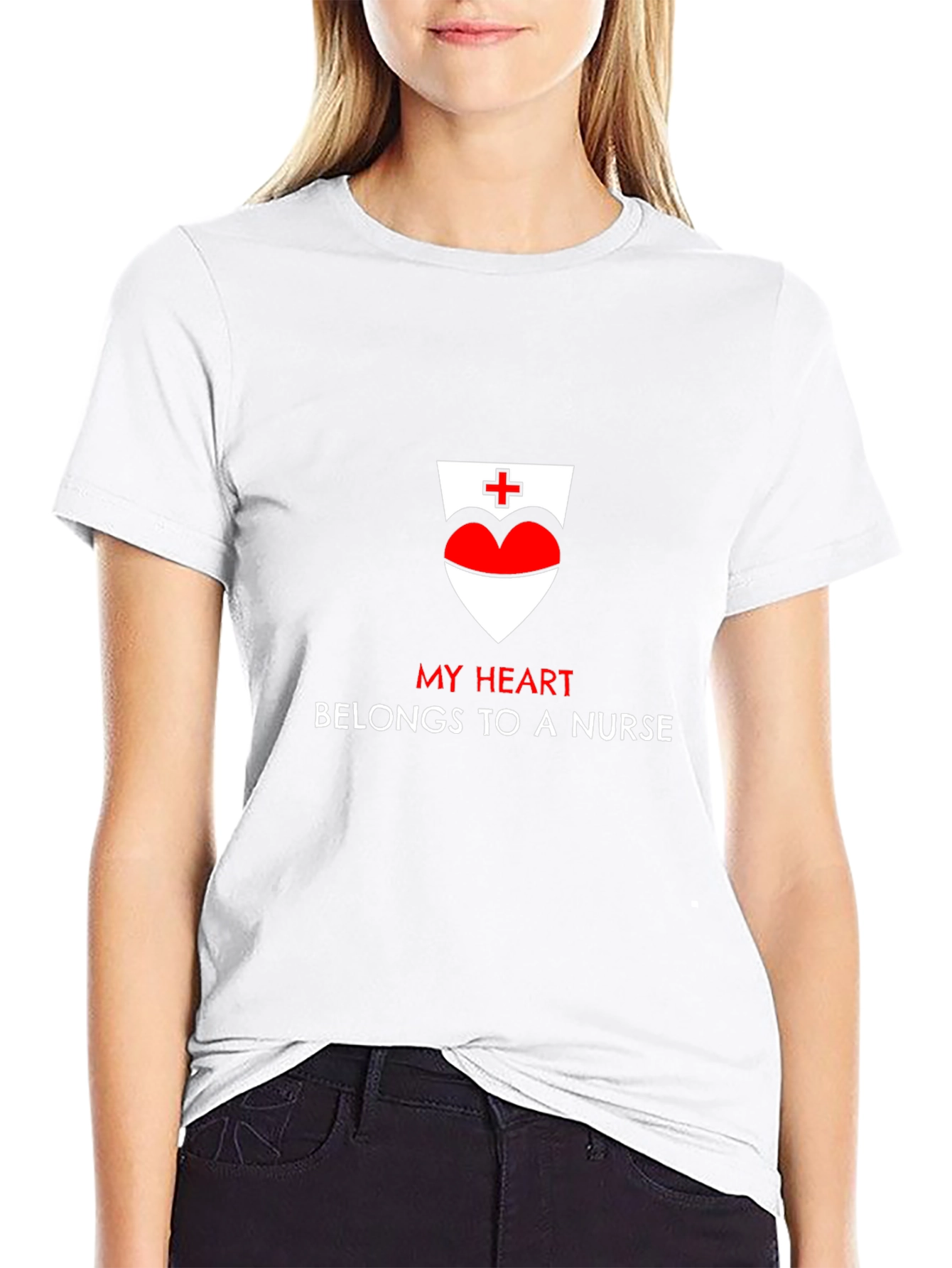 My Heart Belongs To A Nurse T-Shirt - Black