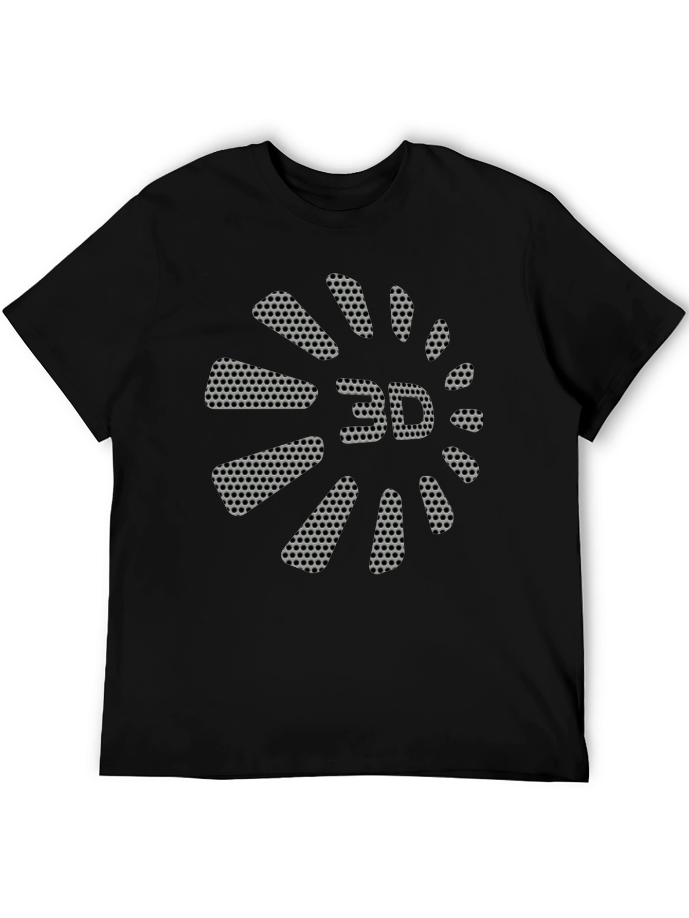 3D Perforated Graphic Black T-Shirt