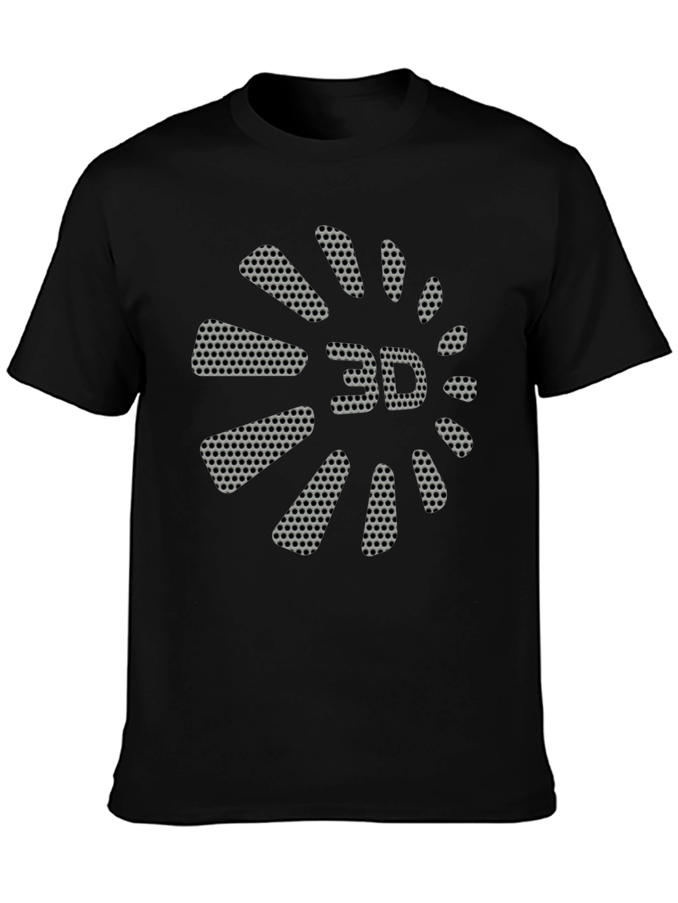 3D Perforated Graphic Black T-Shirt