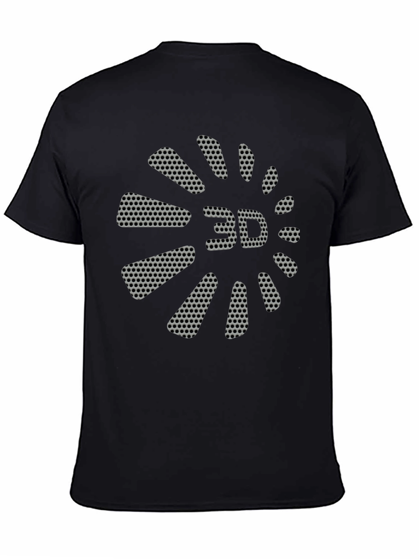 3D Perforated Graphic Black T-Shirt