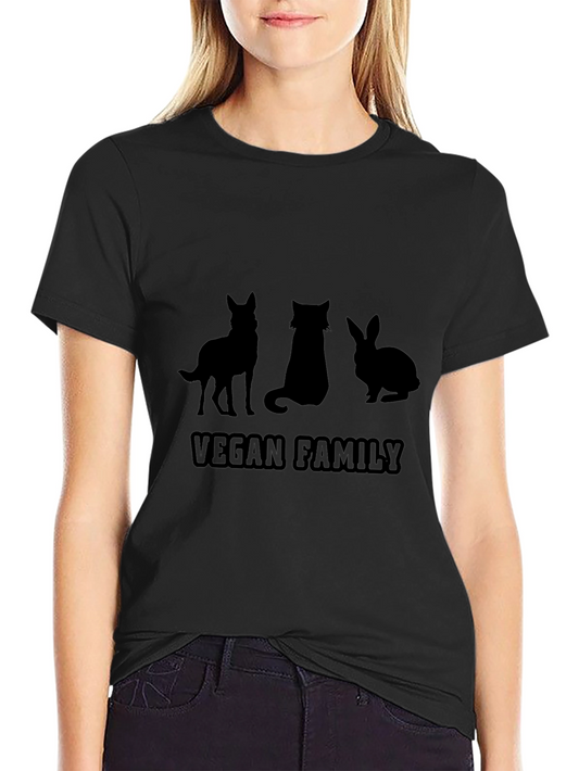 Vegan Family T-Shirt: Dog Cat Rabbit Silhouette Design