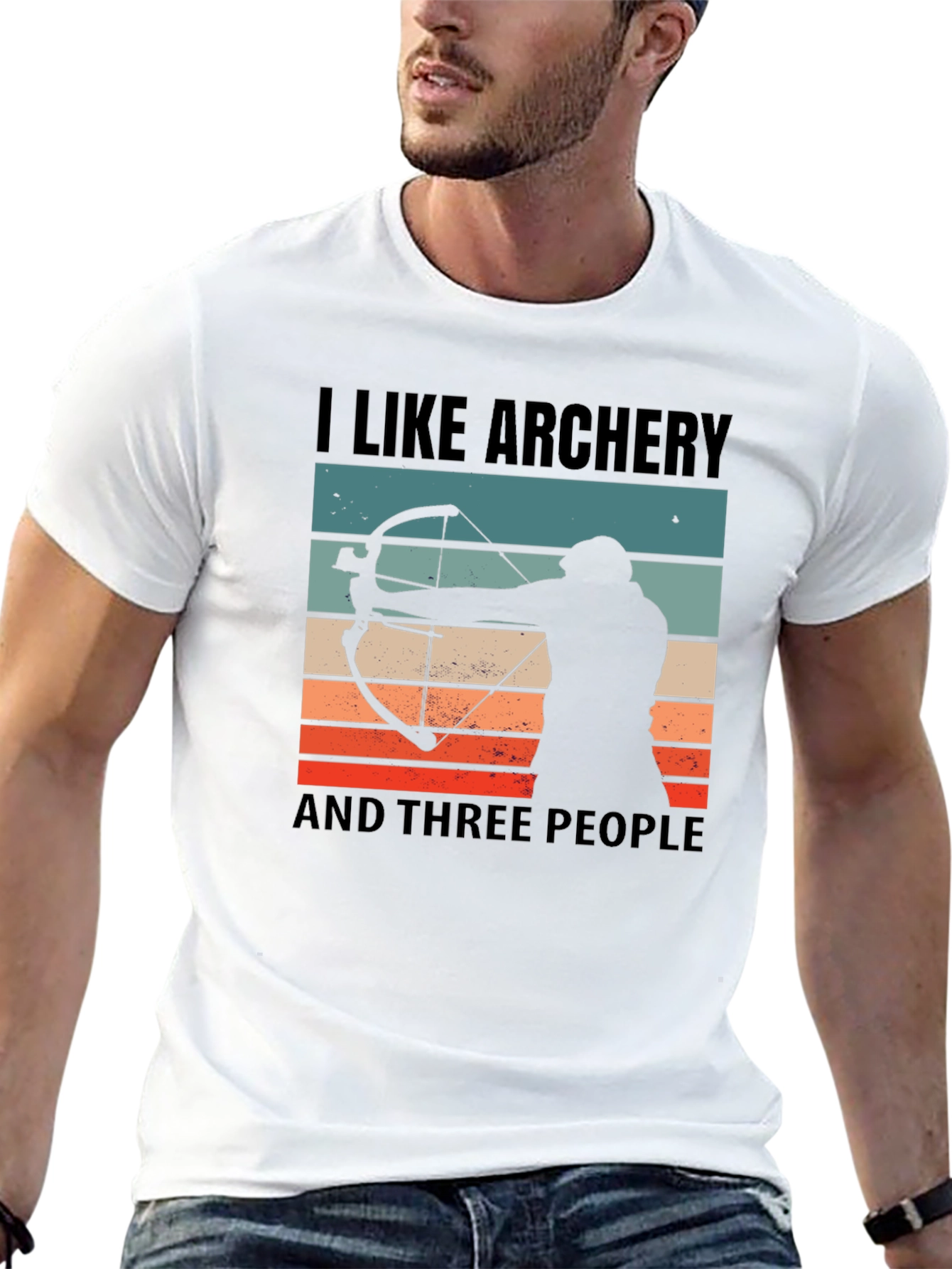 I Like Archery and Three People Black T-Shirt