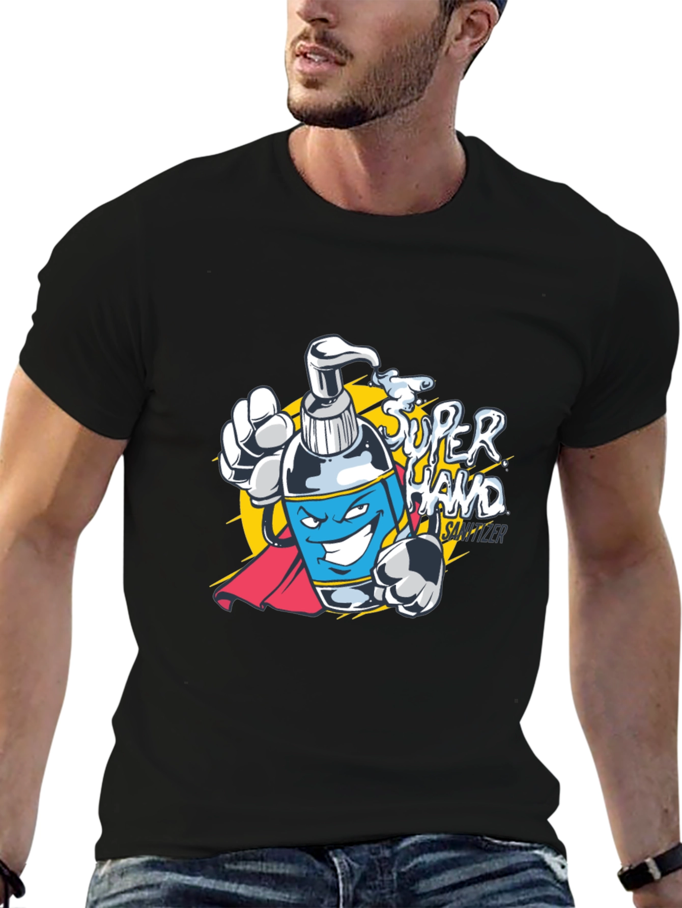 Super Hand Sanitizer Graphic T-Shirt - Black