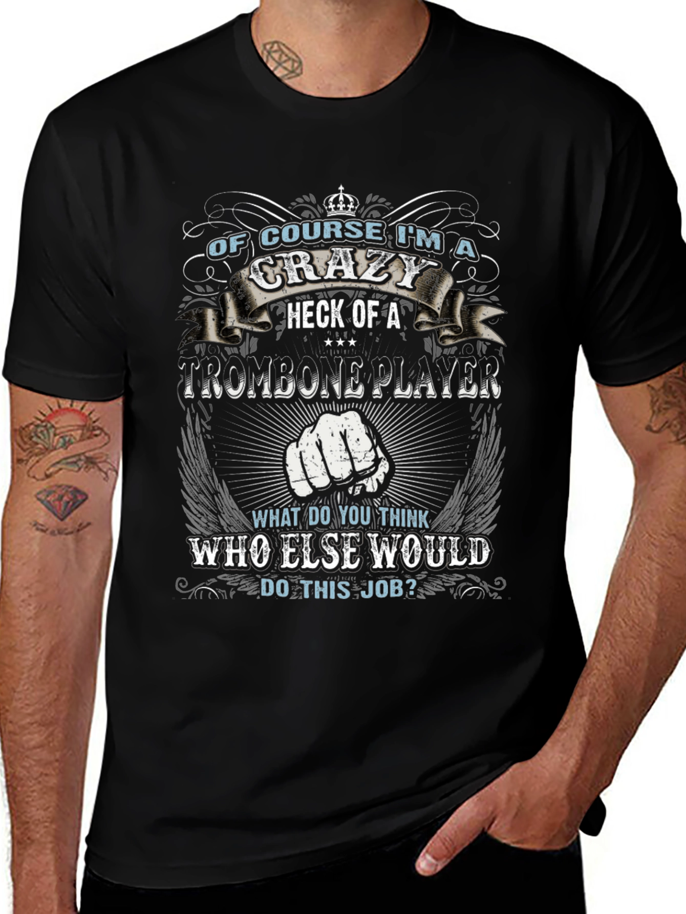 Crazy Trombone Player Graphic T-Shirt