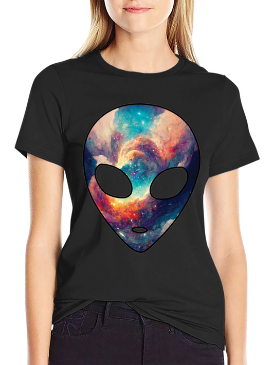 Cosmic Alien Graphic Tee - Trendy Mens Black T-Shirt