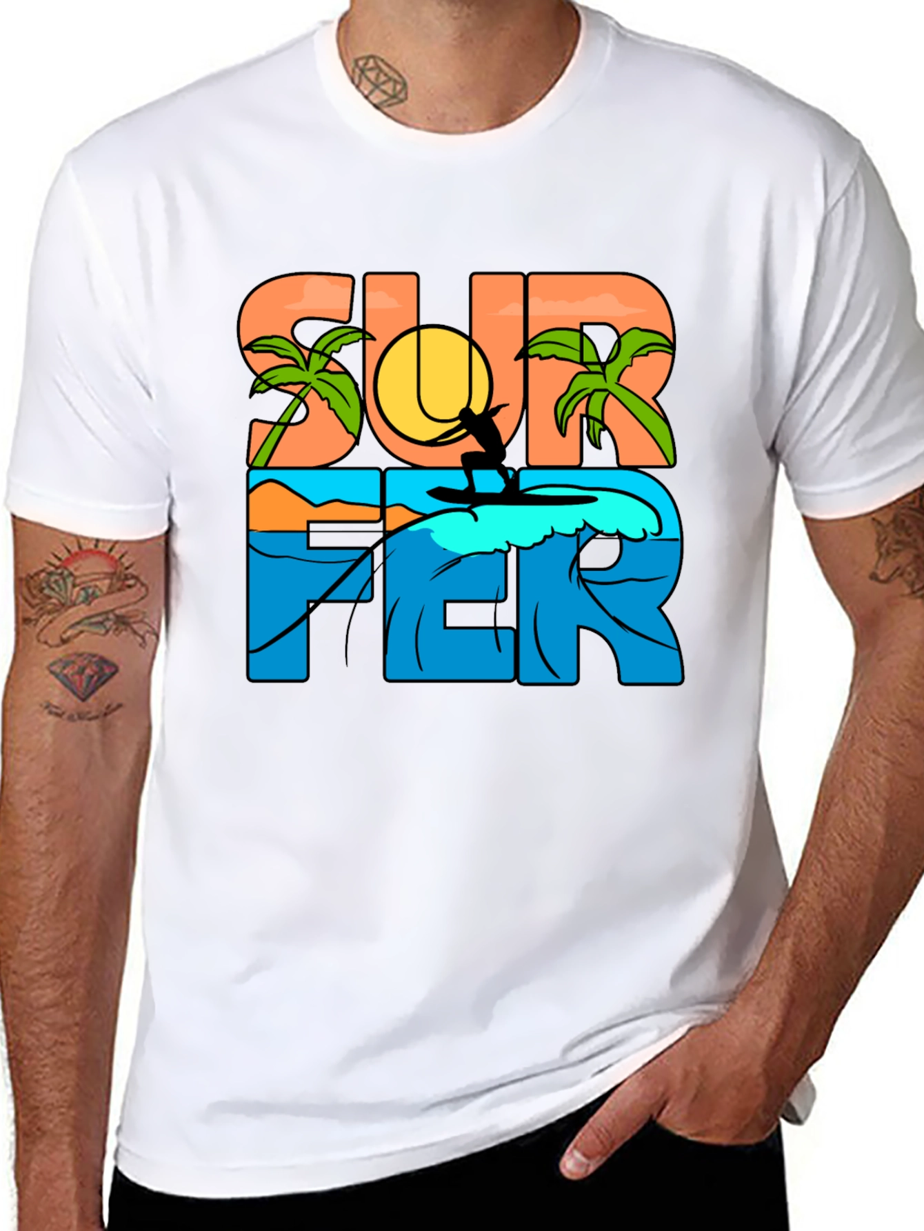 Surfer Graphic Tee - Beach Vibes