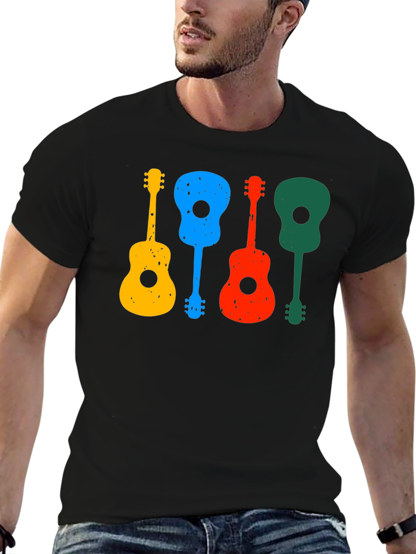 Colorful Guitars Black T-Shirt