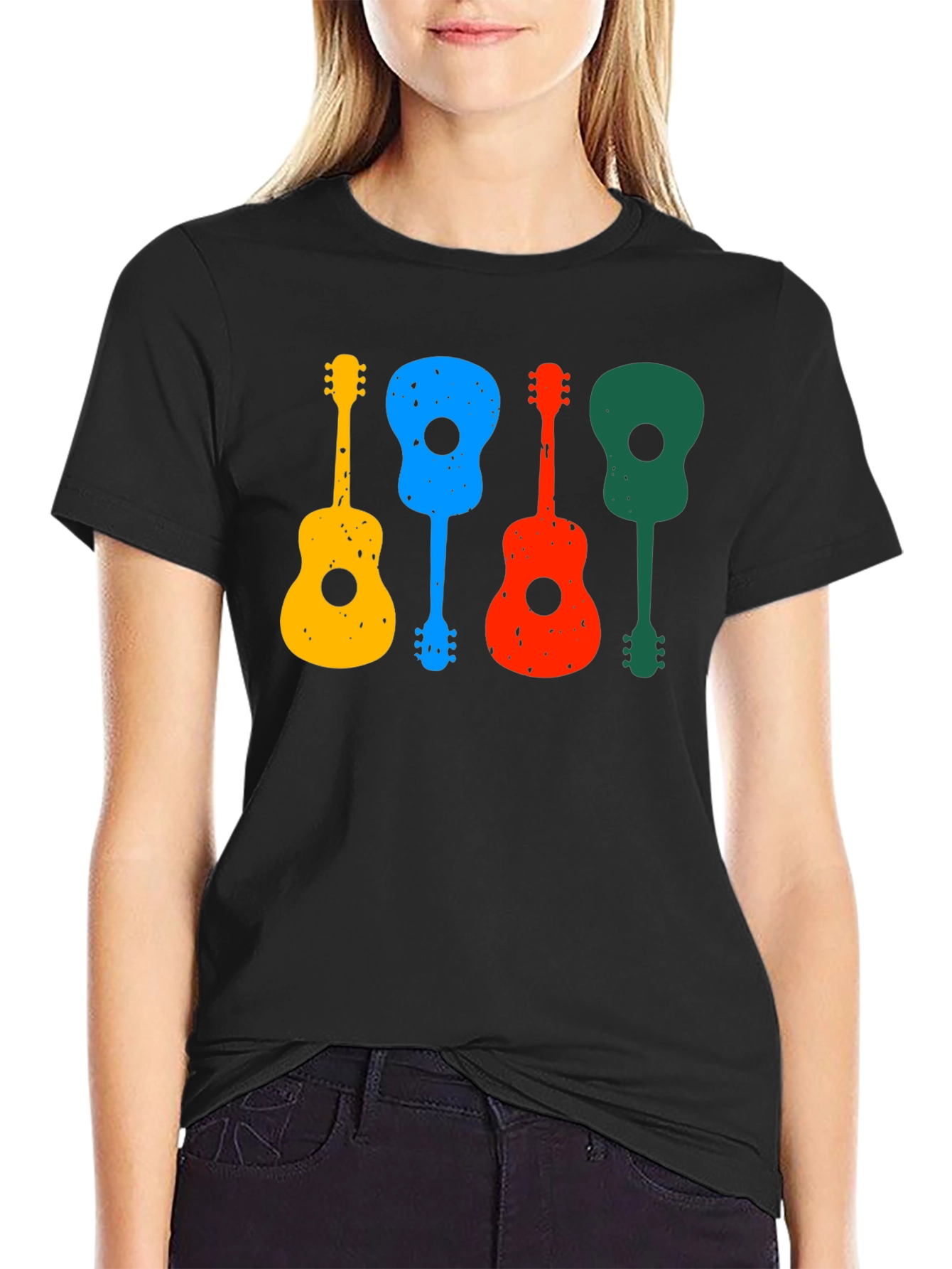 Colorful Guitars Black T-Shirt