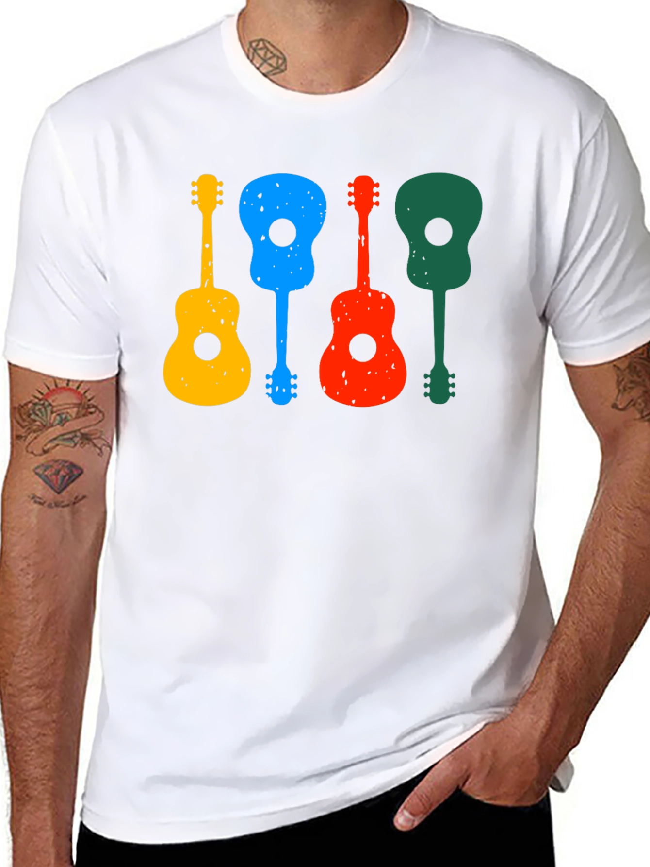 Colorful Guitars Black T-Shirt