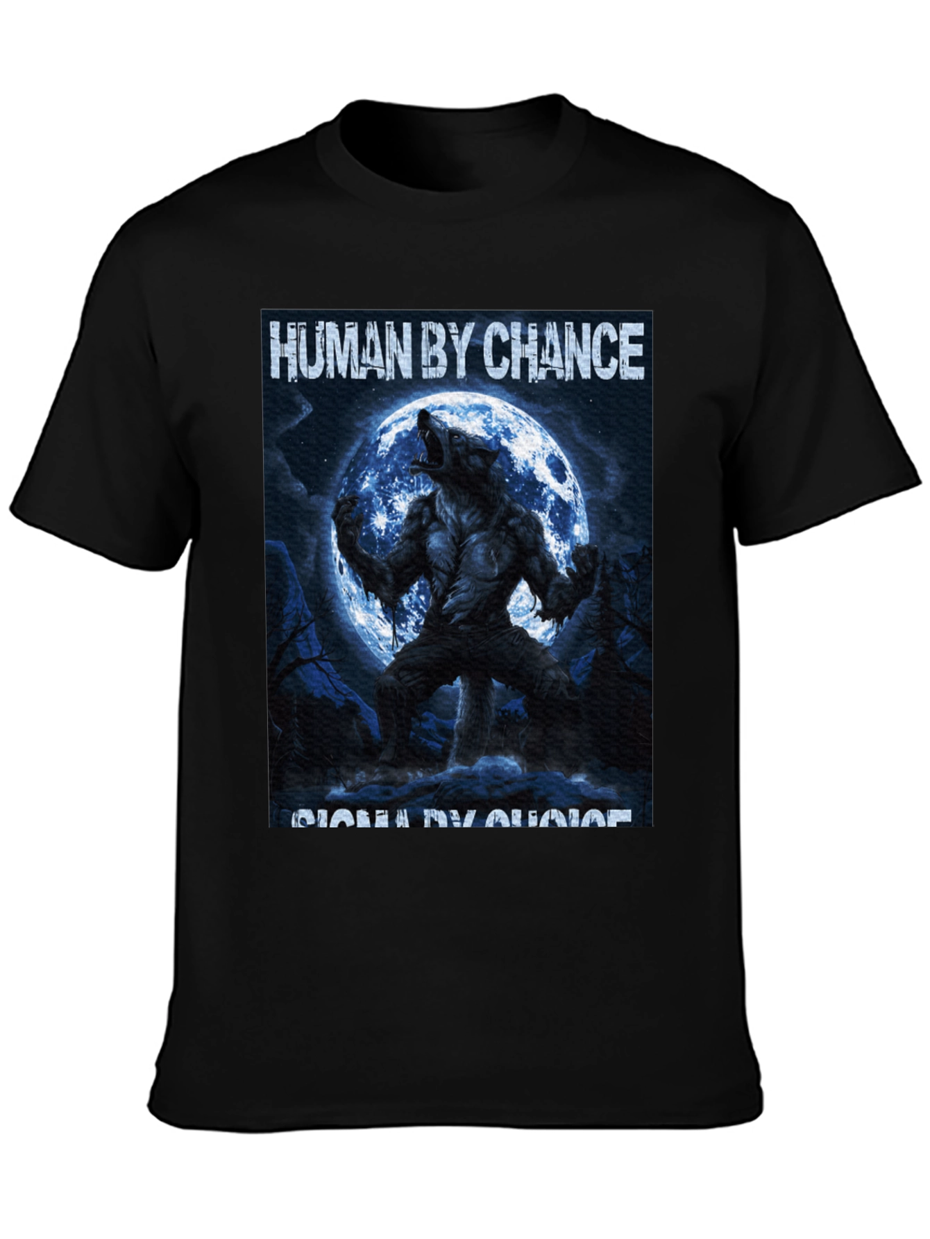 Human By Chance Werewolf Graphic Black T-Shirt