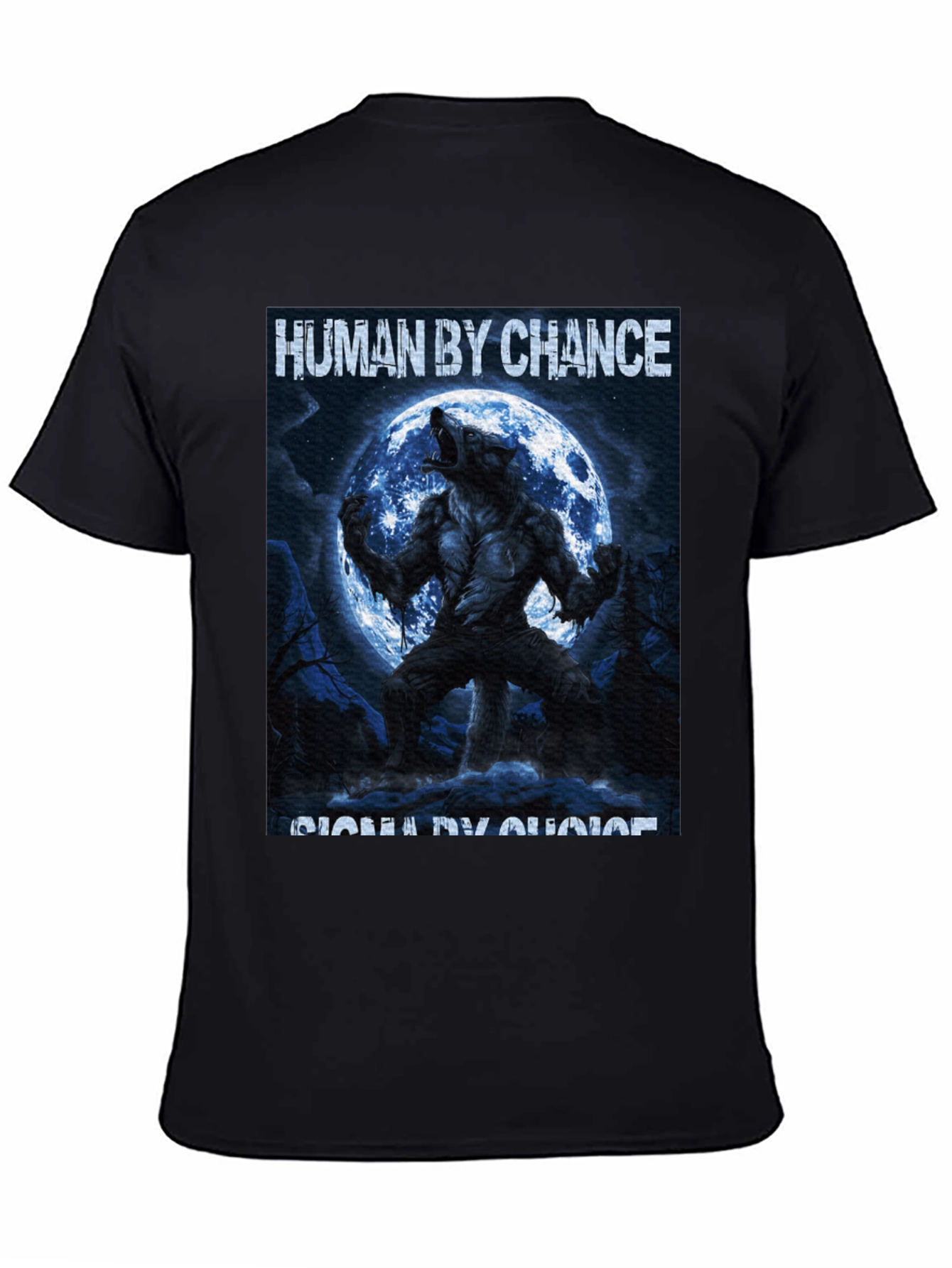 Human By Chance Werewolf Graphic Black T-Shirt