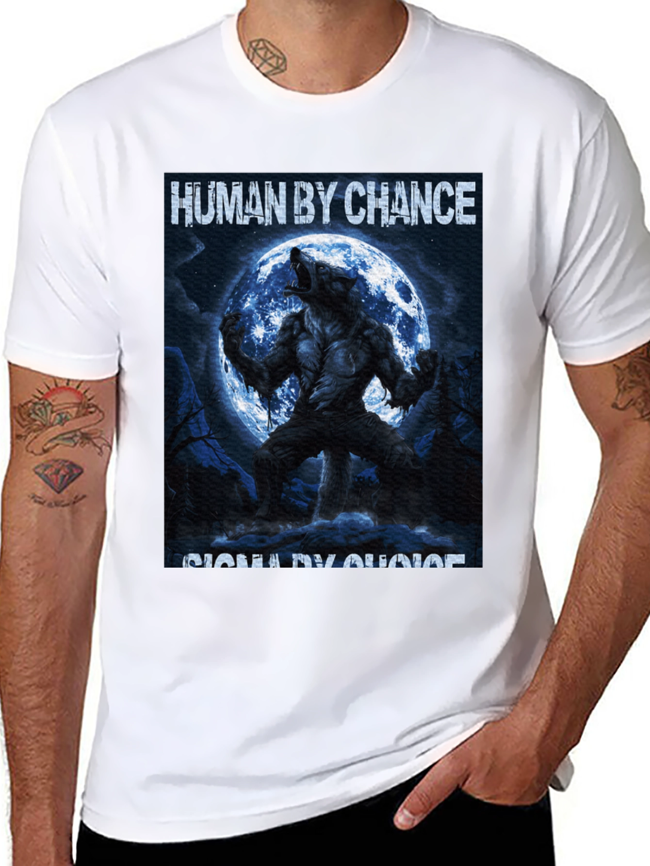 Human By Chance Werewolf Graphic Black T-Shirt