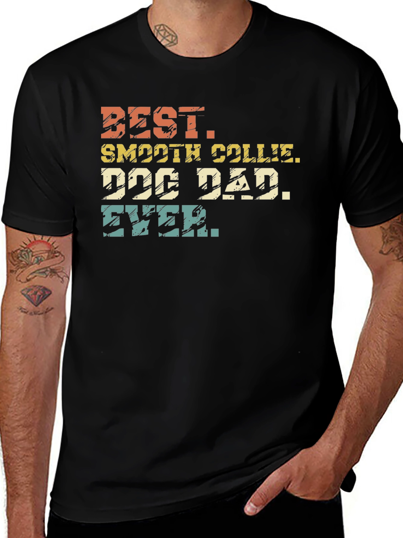 Best Smooth Collie Dog Dad Ever Black T-Shirt