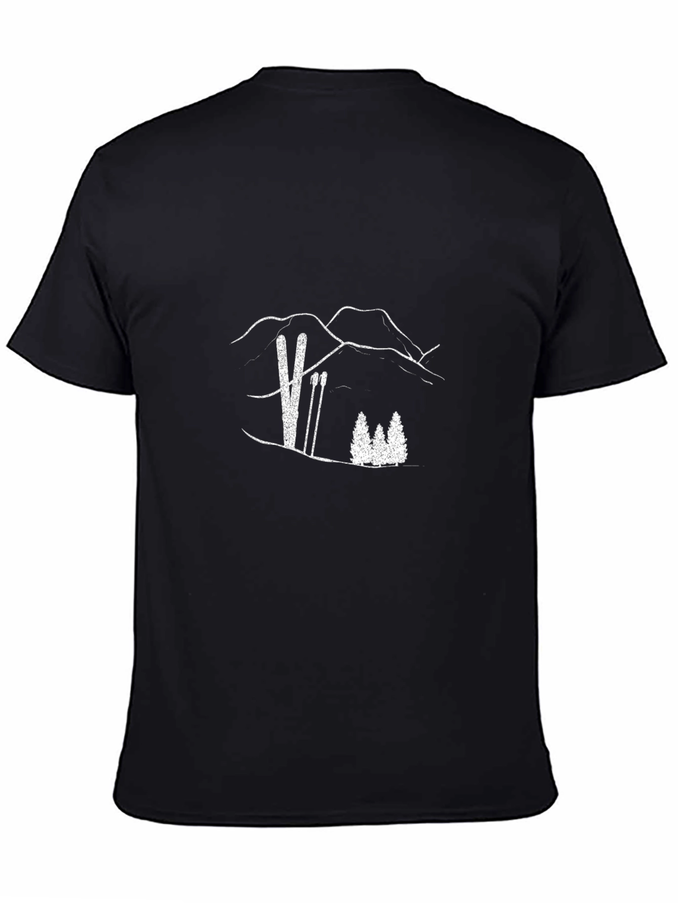 Ski Mountain Graphic Tee - Black Cotton Casual Shirt