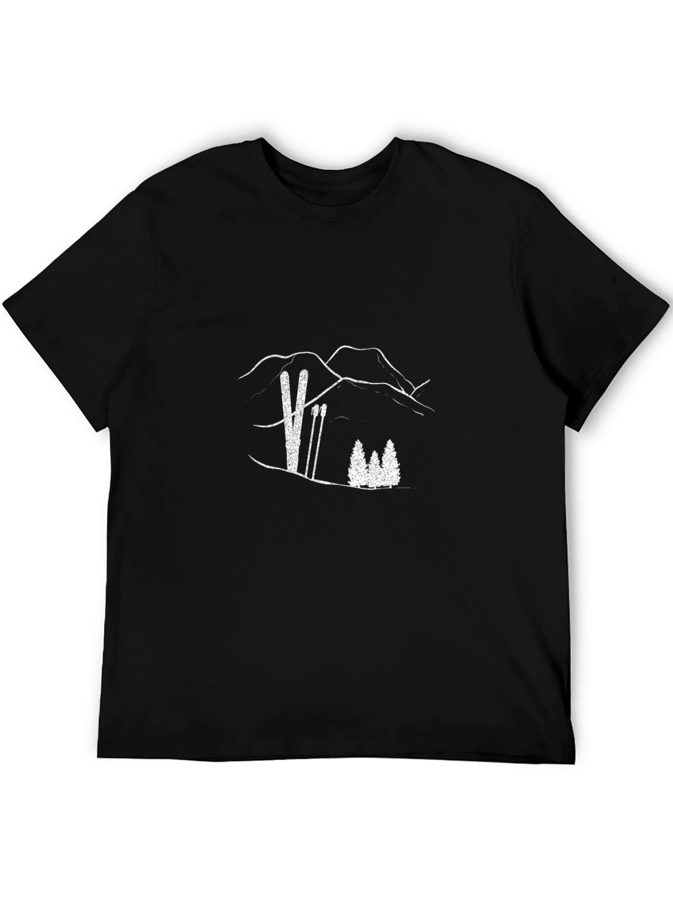 Ski Mountain Graphic Tee - Black Cotton Casual Shirt