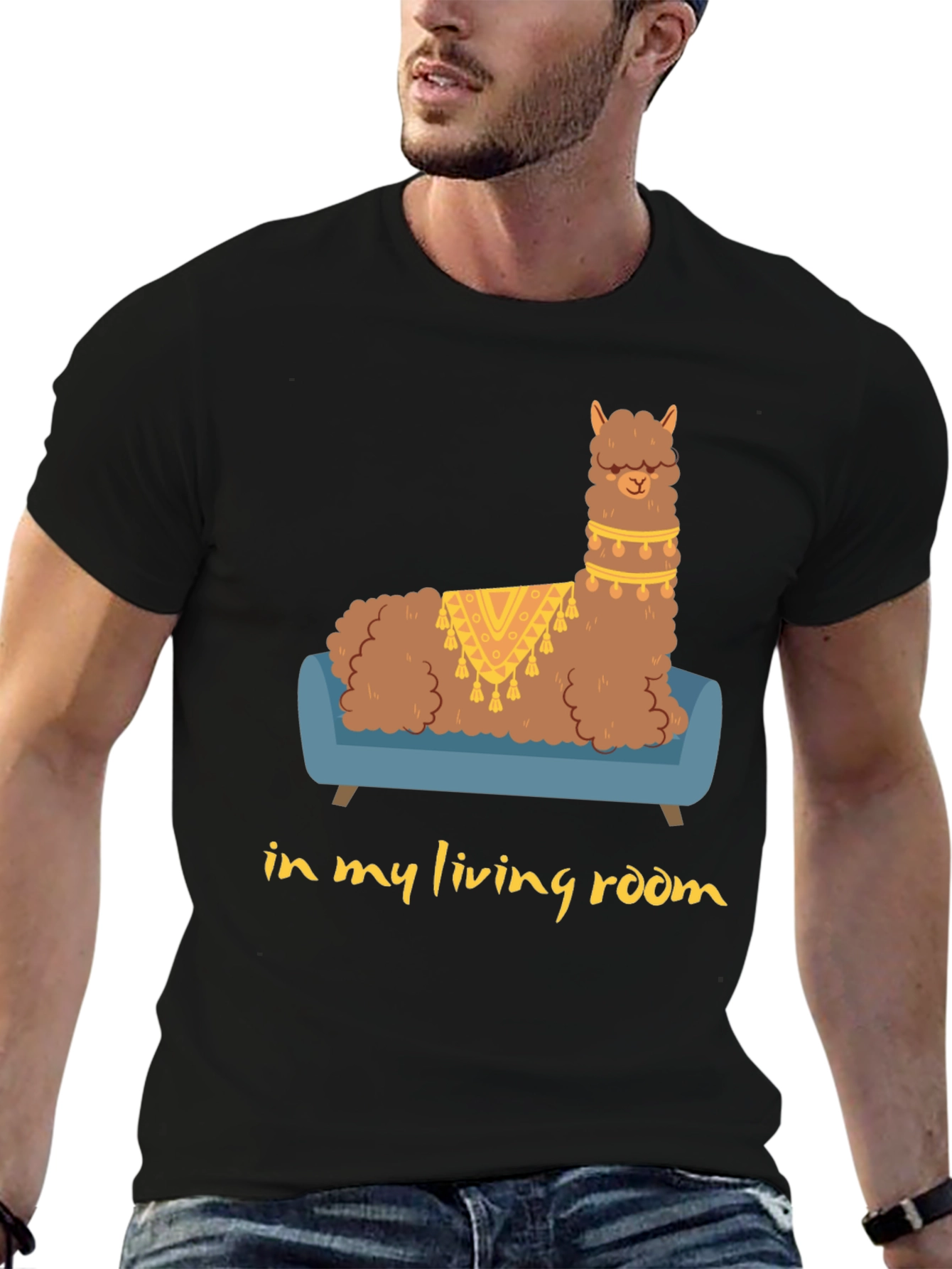 Llama on Couch Graphic Tee