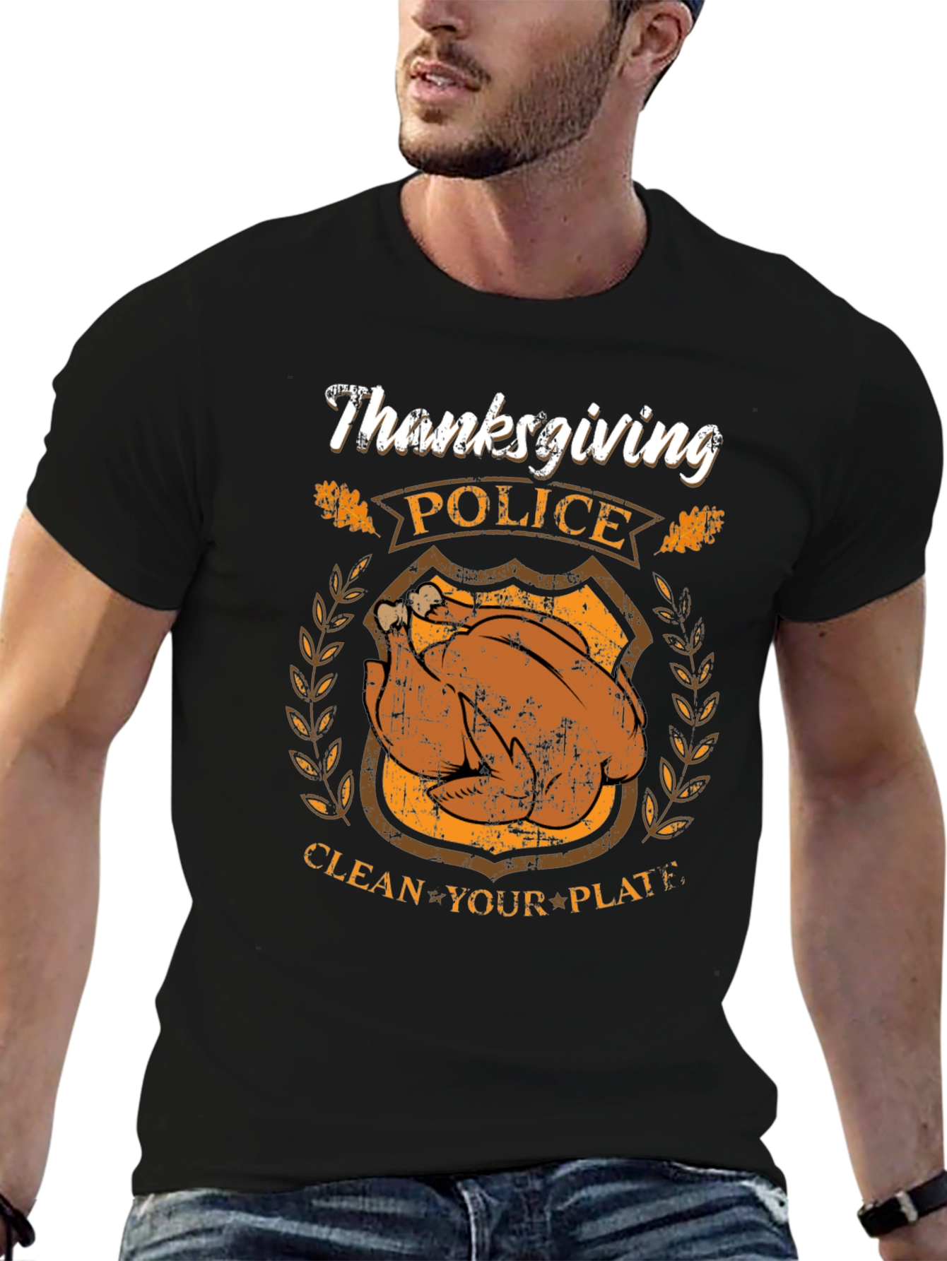 Thanksgiving Police Clean Your Plate Graphic T-Shirt