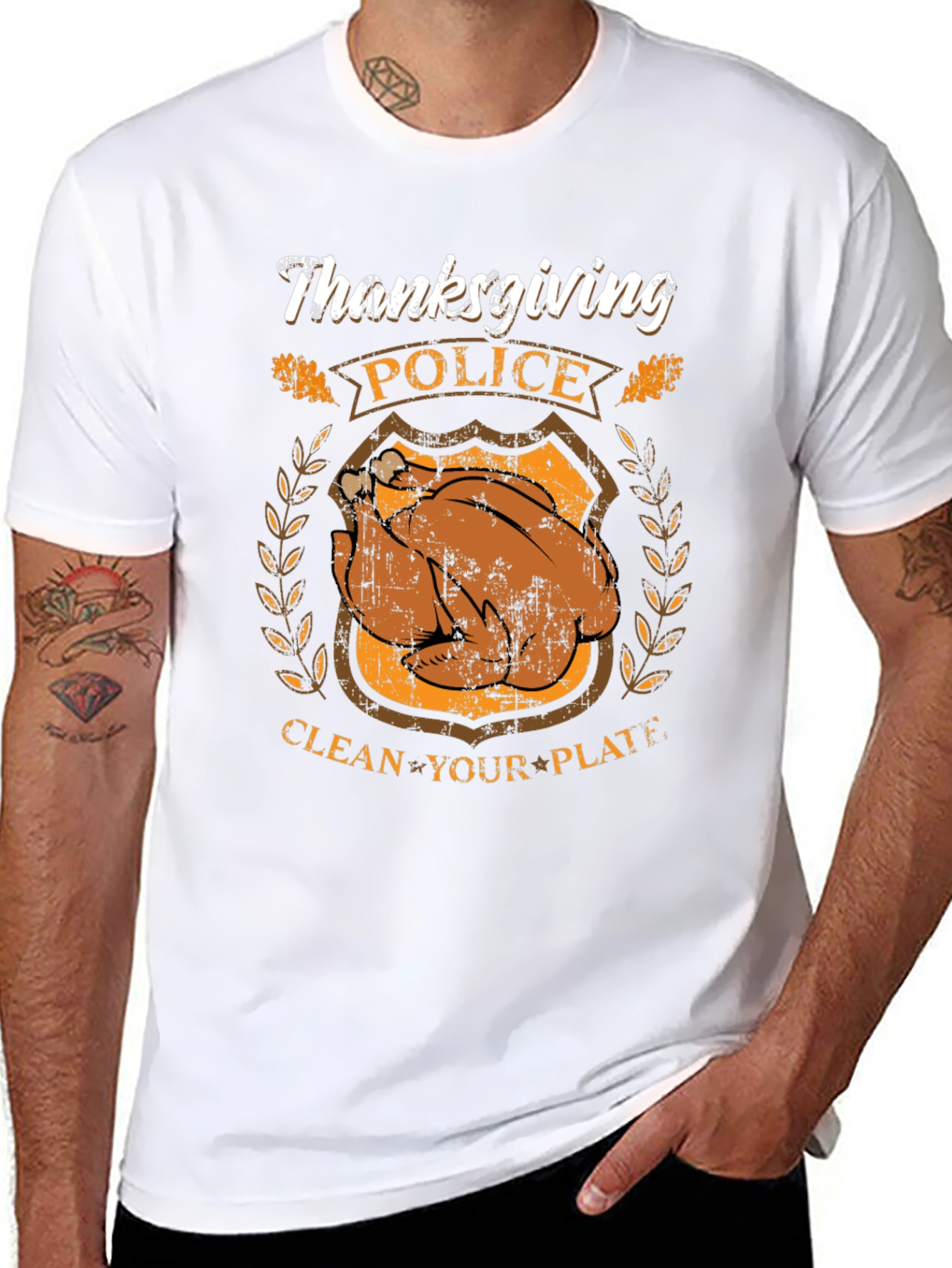 Thanksgiving Police Clean Your Plate Graphic T-Shirt