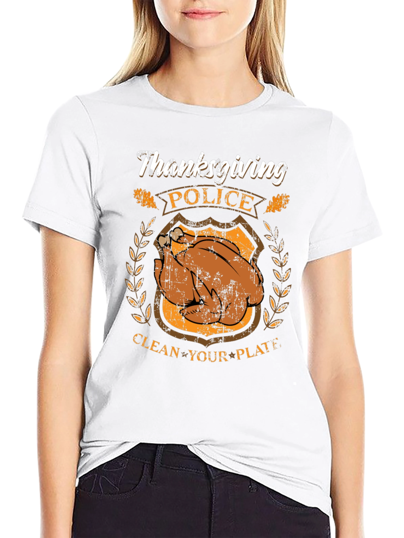 Thanksgiving Police Clean Your Plate Graphic T-Shirt
