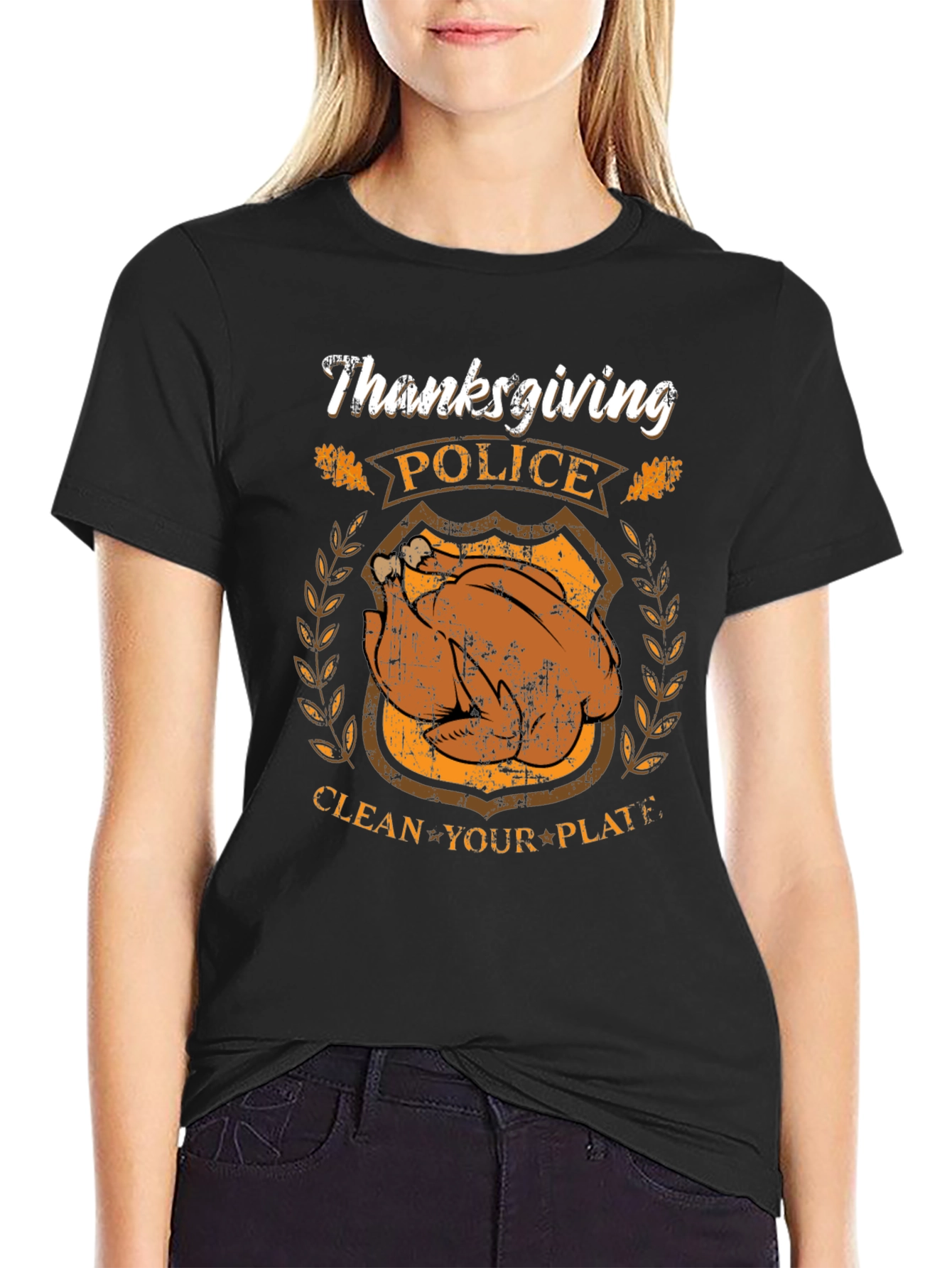 Thanksgiving Police Clean Your Plate Graphic T-Shirt