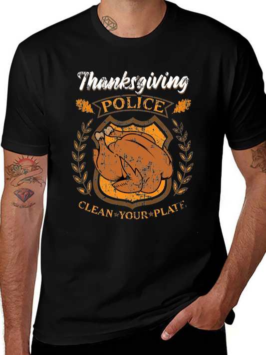 Thanksgiving Police Clean Your Plate Graphic T-Shirt