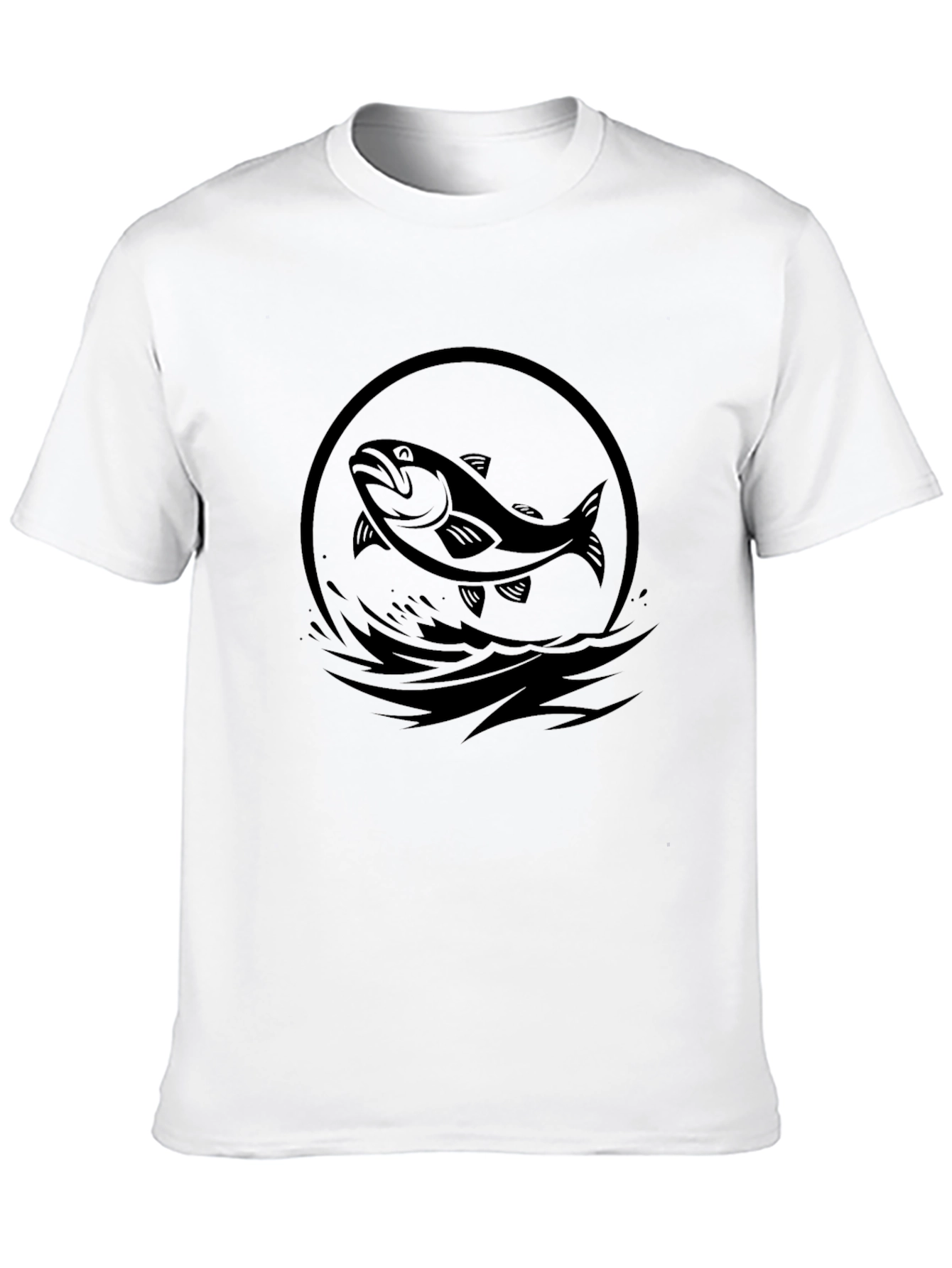 Black T-Shirt with Fish Circle Graphic