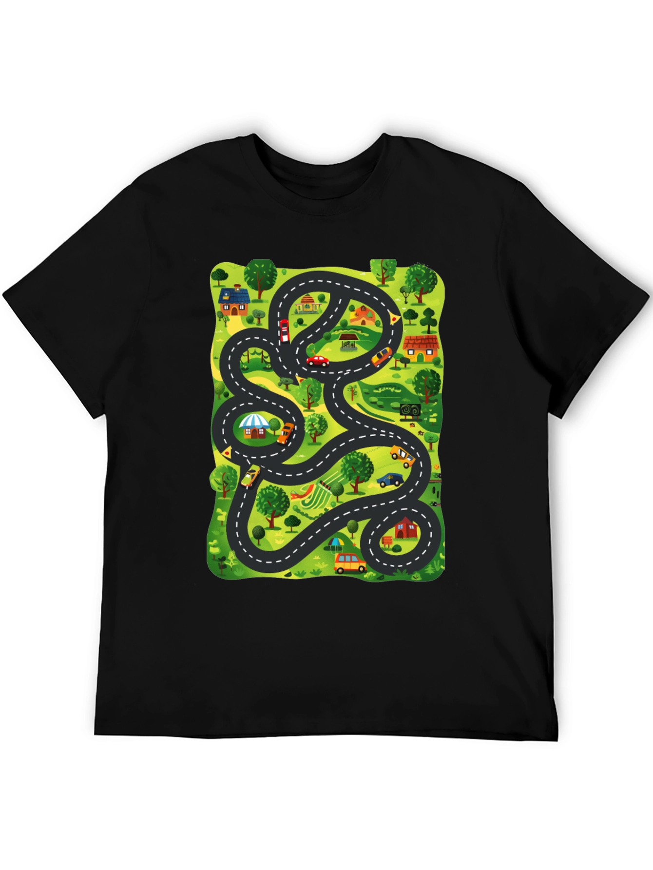 Road Map Graphic Print Mens T-Shirt