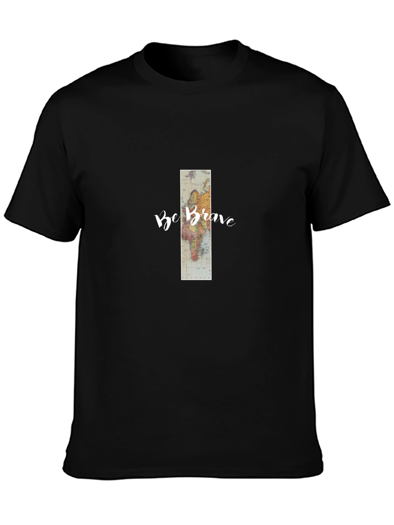 Be Brave World Map Graphic Tee - Black