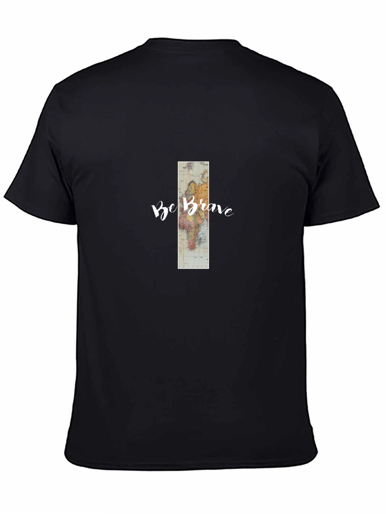 Be Brave World Map Graphic Tee - Black