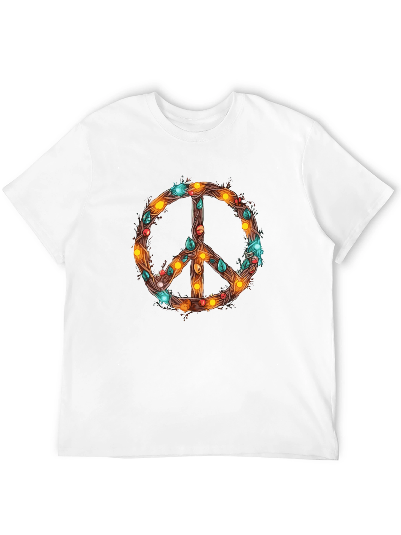 Peace Sign T-Shirt with Holiday Lights