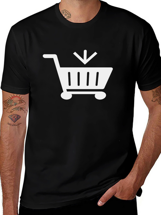 Shopping Cart Graphic Tee - Black Cotton T-Shirt