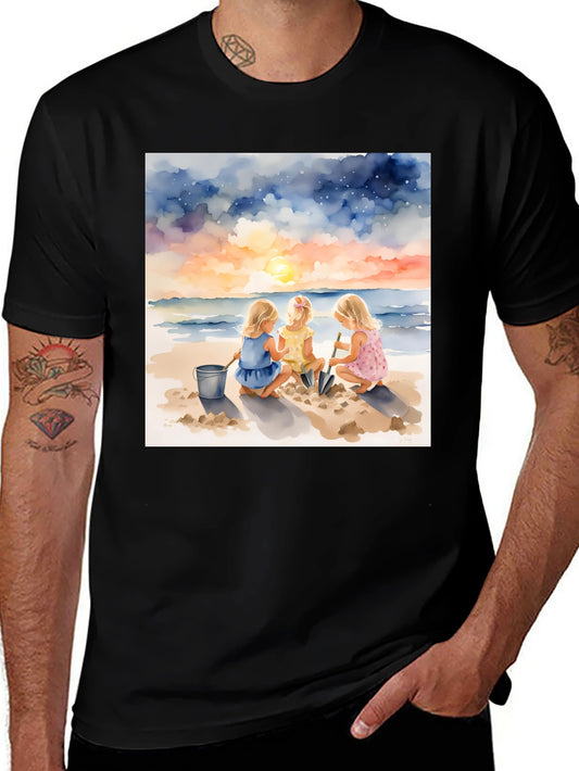Beach Day T-Shirt: Girls Watercolor Art Tee