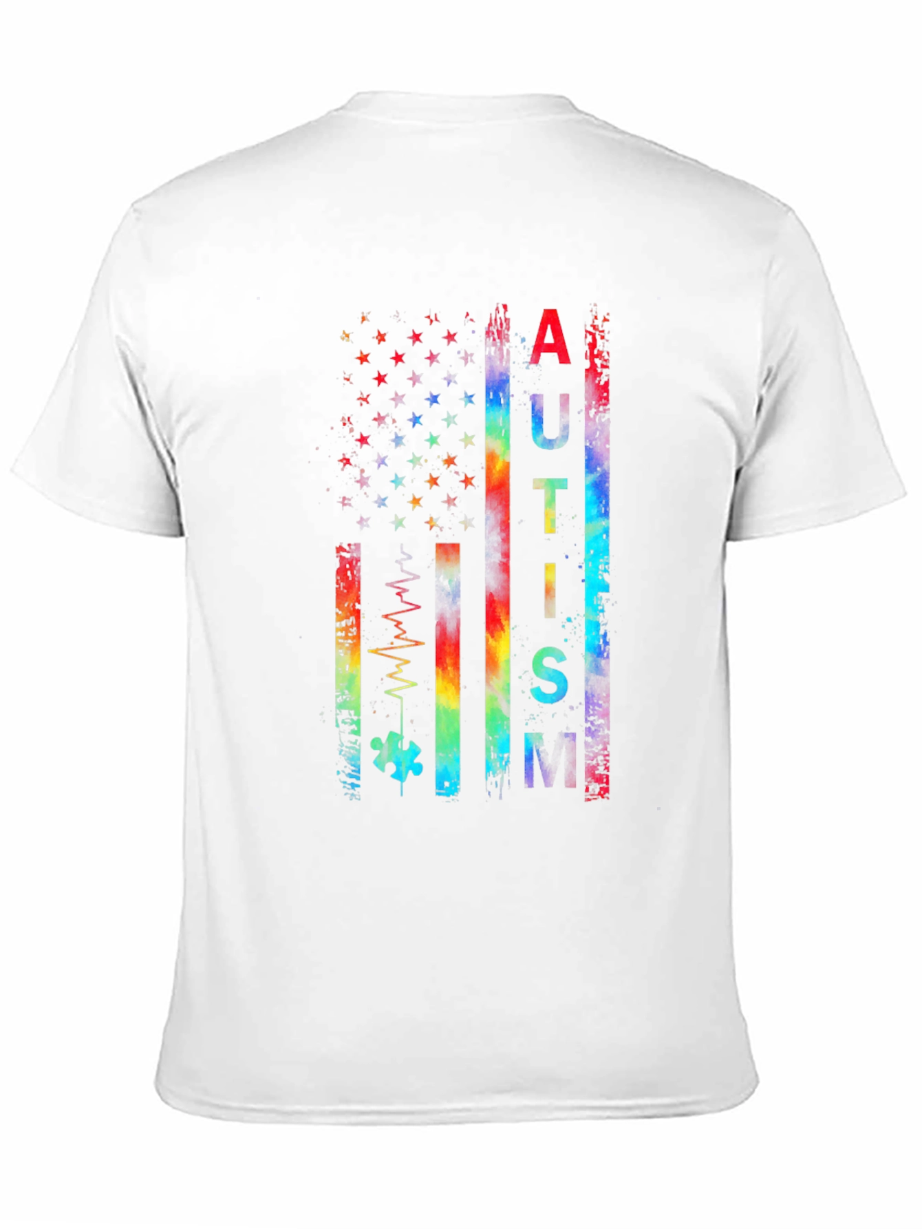 Autism Awareness Rainbow American Flag T-Shirt