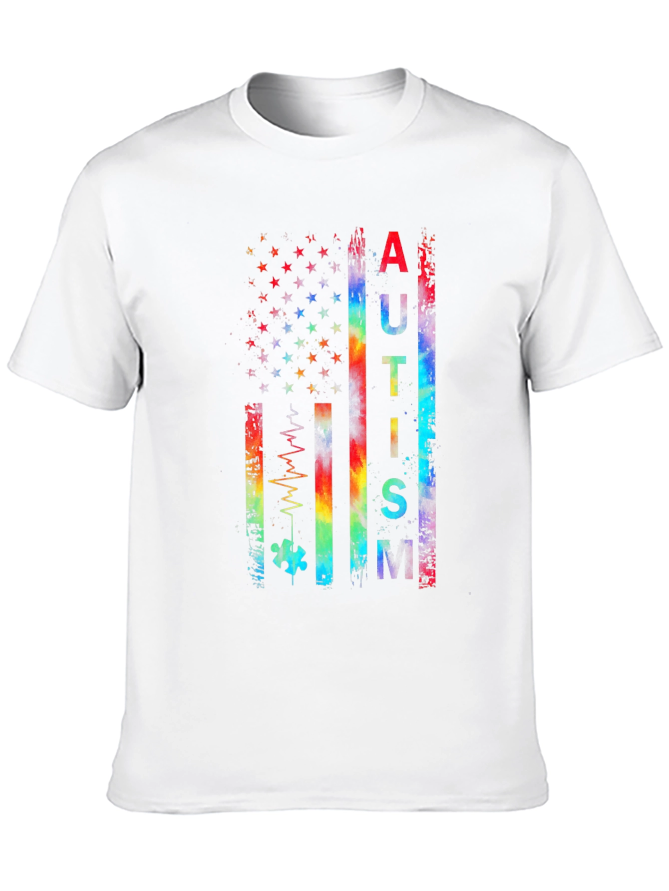 Autism Awareness Rainbow American Flag T-Shirt