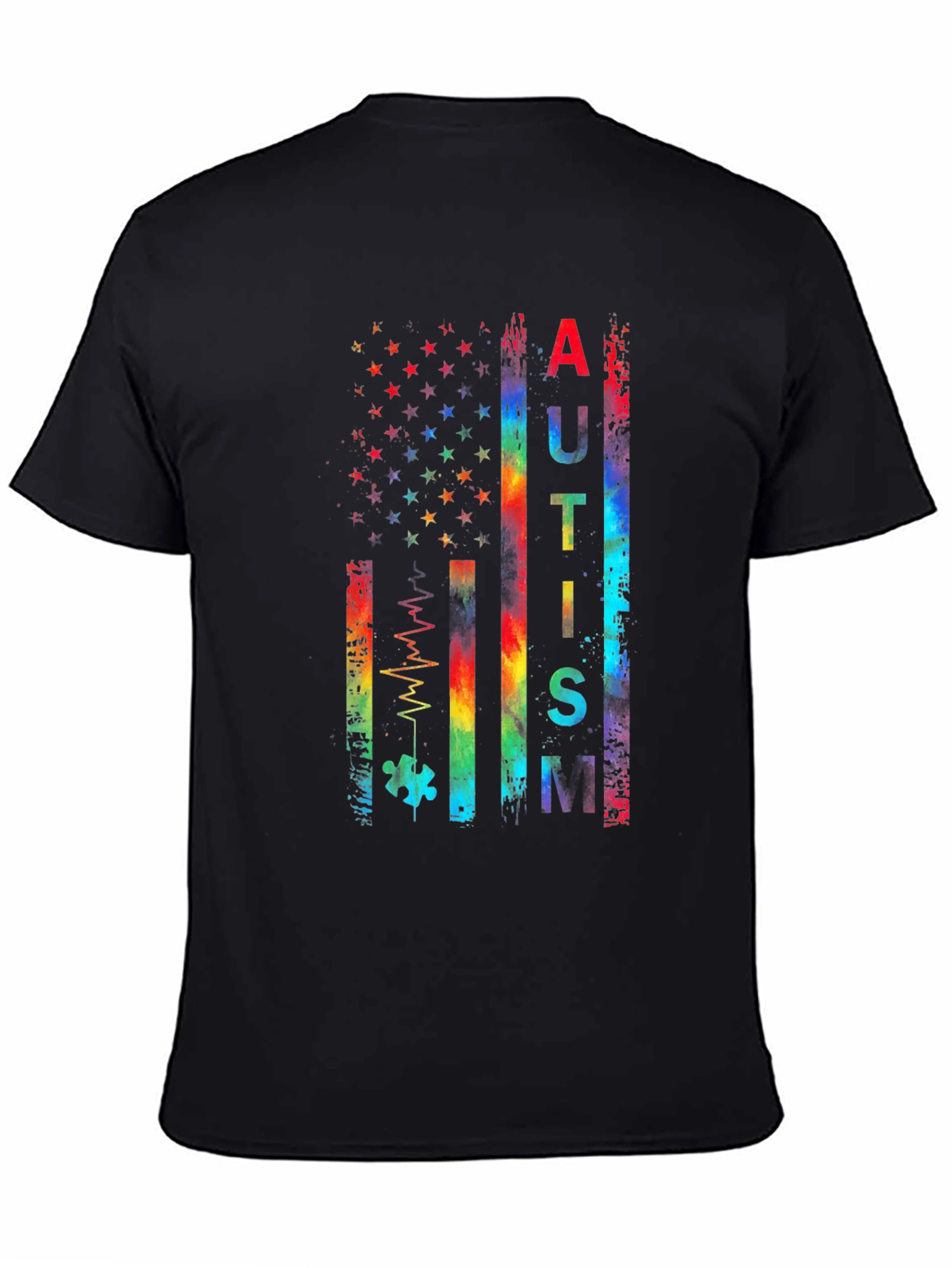 Autism Awareness Rainbow American Flag T-Shirt