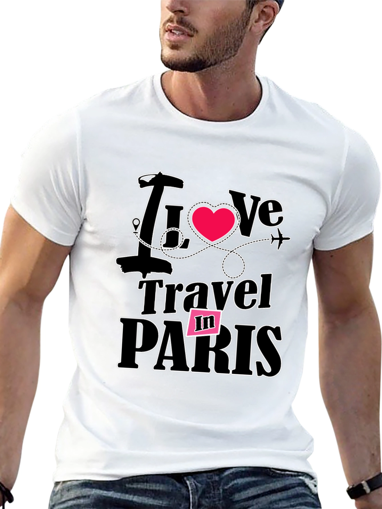 I Love Travel in Paris Black T-Shirt